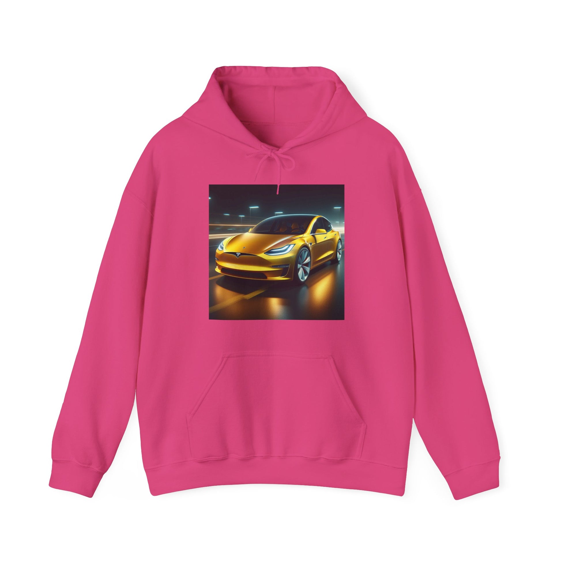 Yellow Tesla Hoodie Hoodie Printify Heliconia S