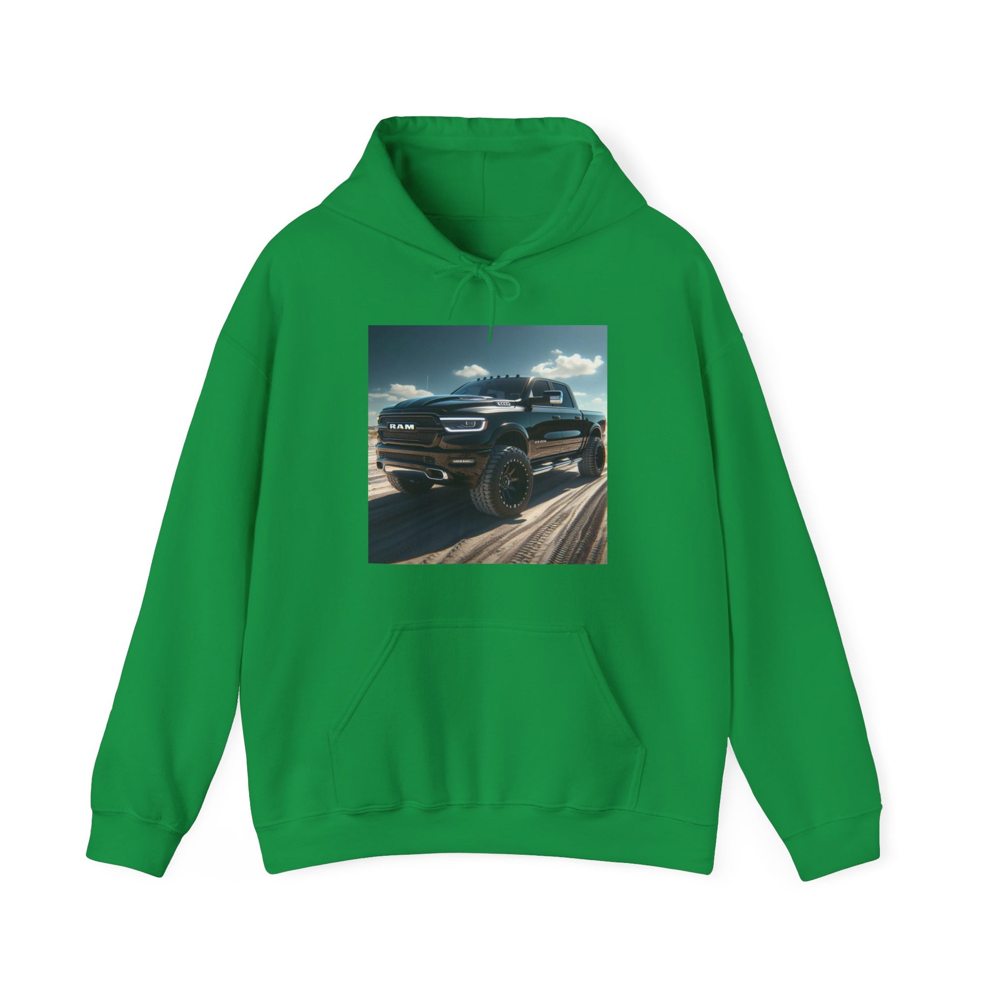 Black Dodge Ram Hoodie Hoodie Printify Irish Green S