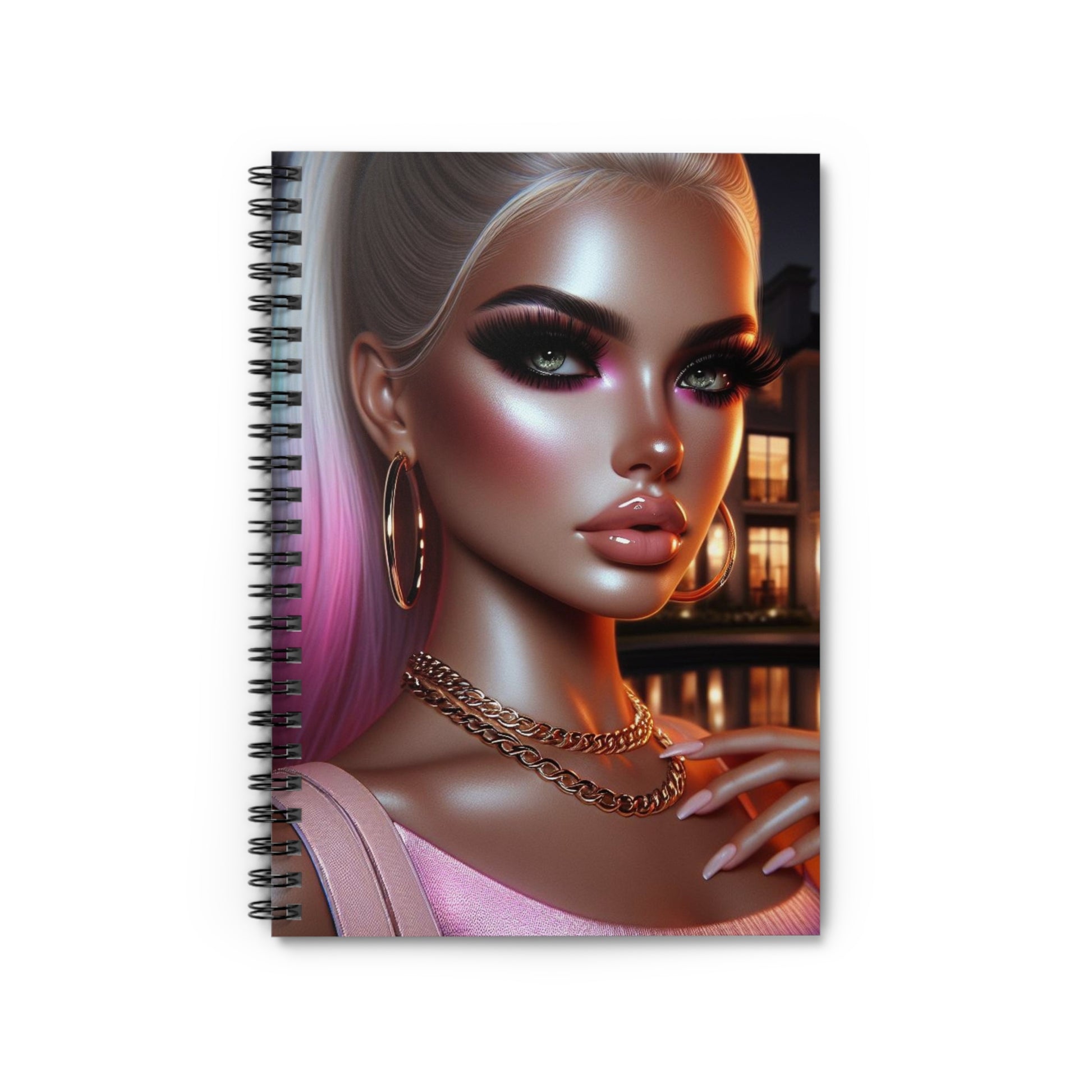 Pink at Night Spiral Notebook Paper products Printify One Size