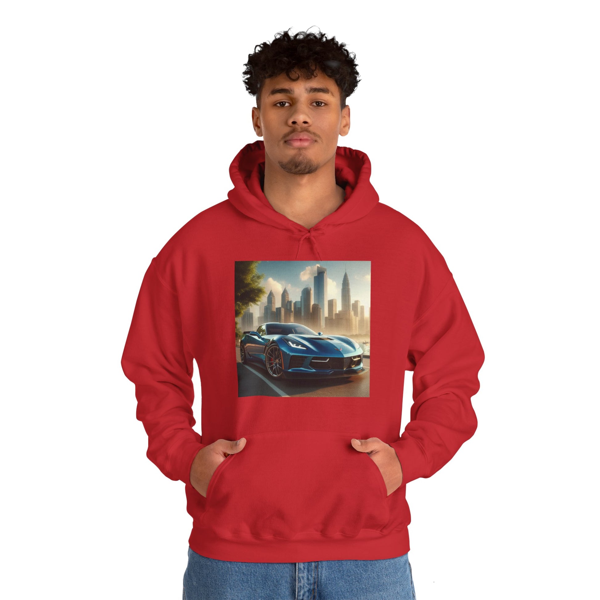 Blue Corvette Hoodie Hoodie Printify