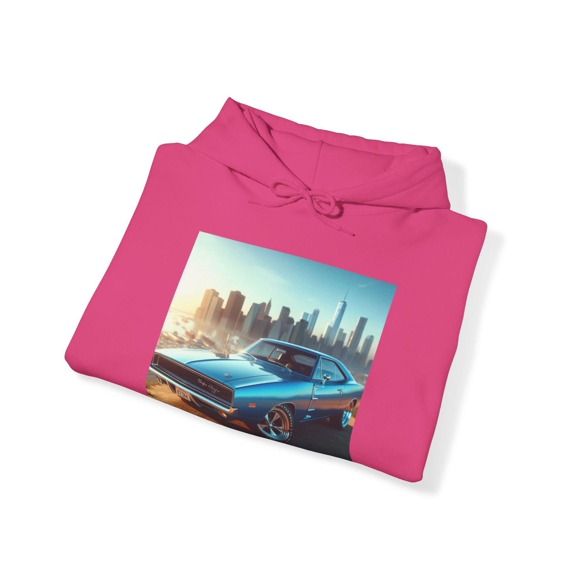 1970 Blue Dodge Charger Hoodie Hoodie Printify