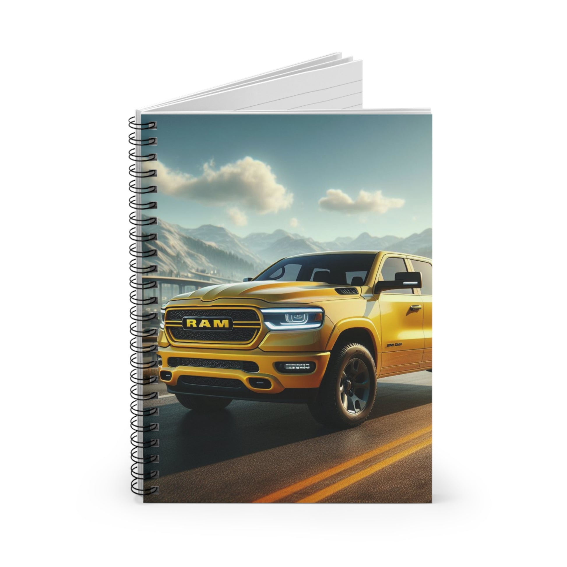 Yellow Dodge Ram Spiral Notebook Paper products Printify