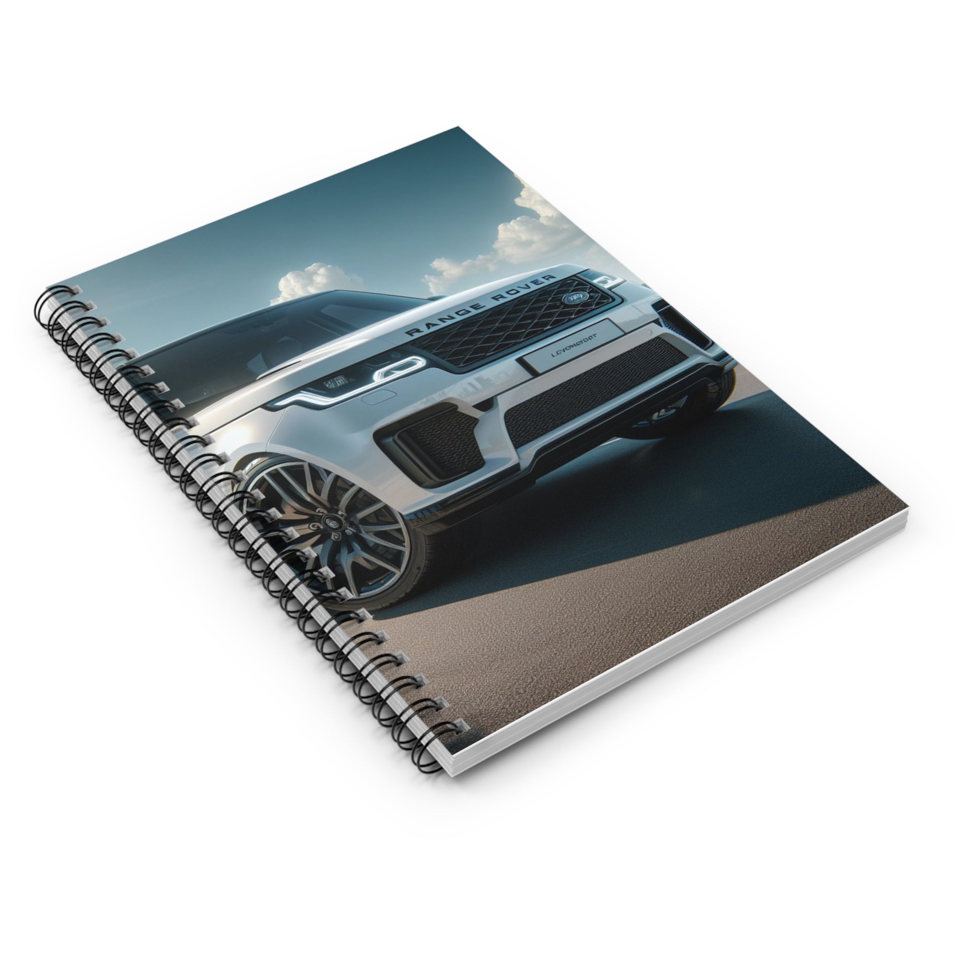White Range Rover Spiral Notebook Paper products Printify