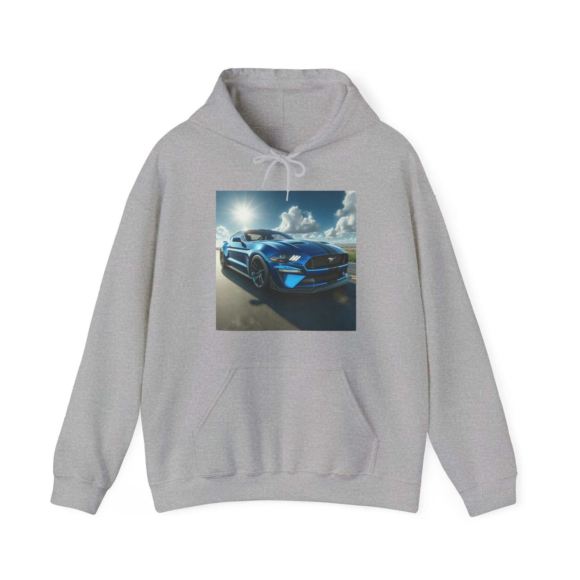 Blue Mustang Hoodie Hoodie Printify Sport Grey S