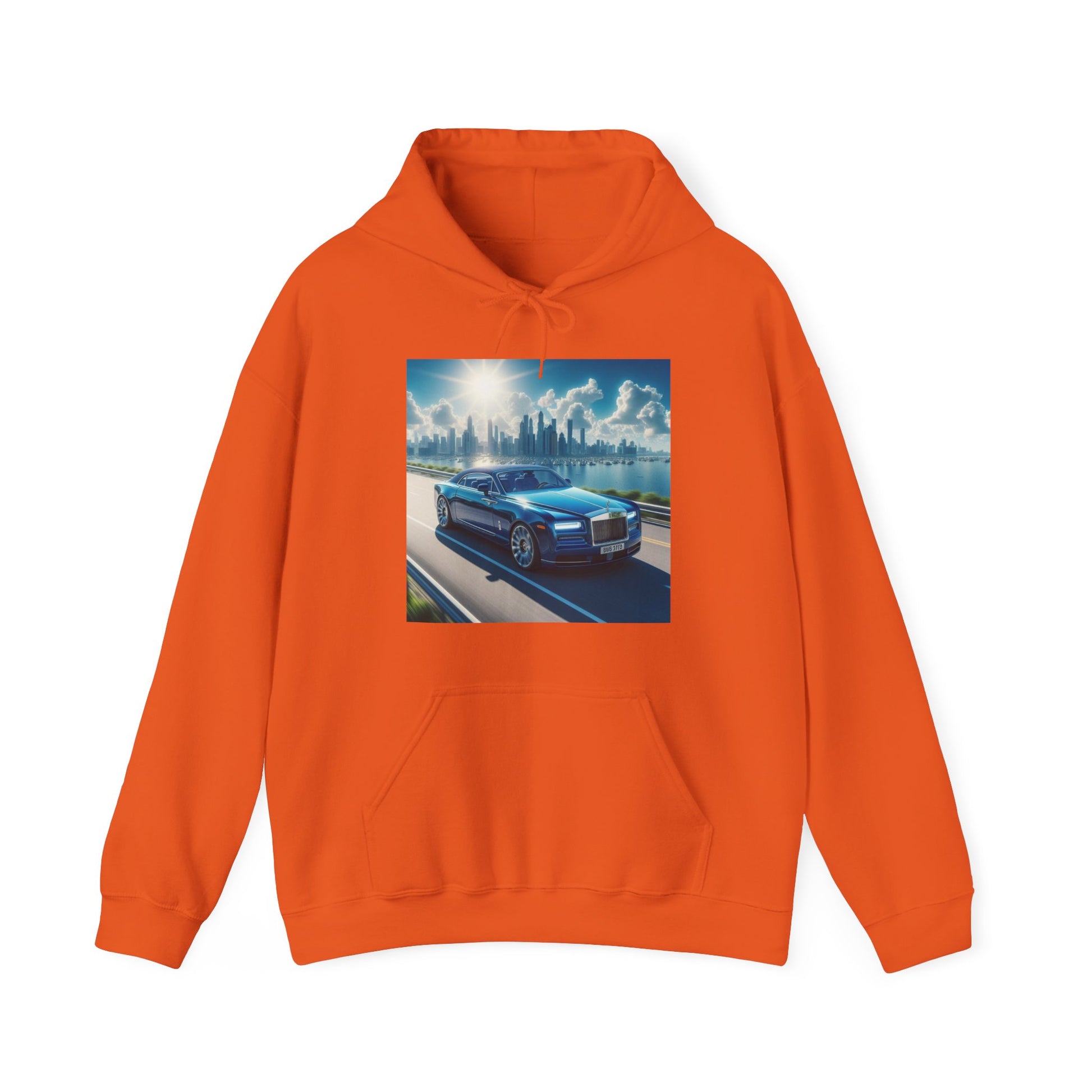 Blue Rolls Royce Hoodie Hoodie Printify Orange S