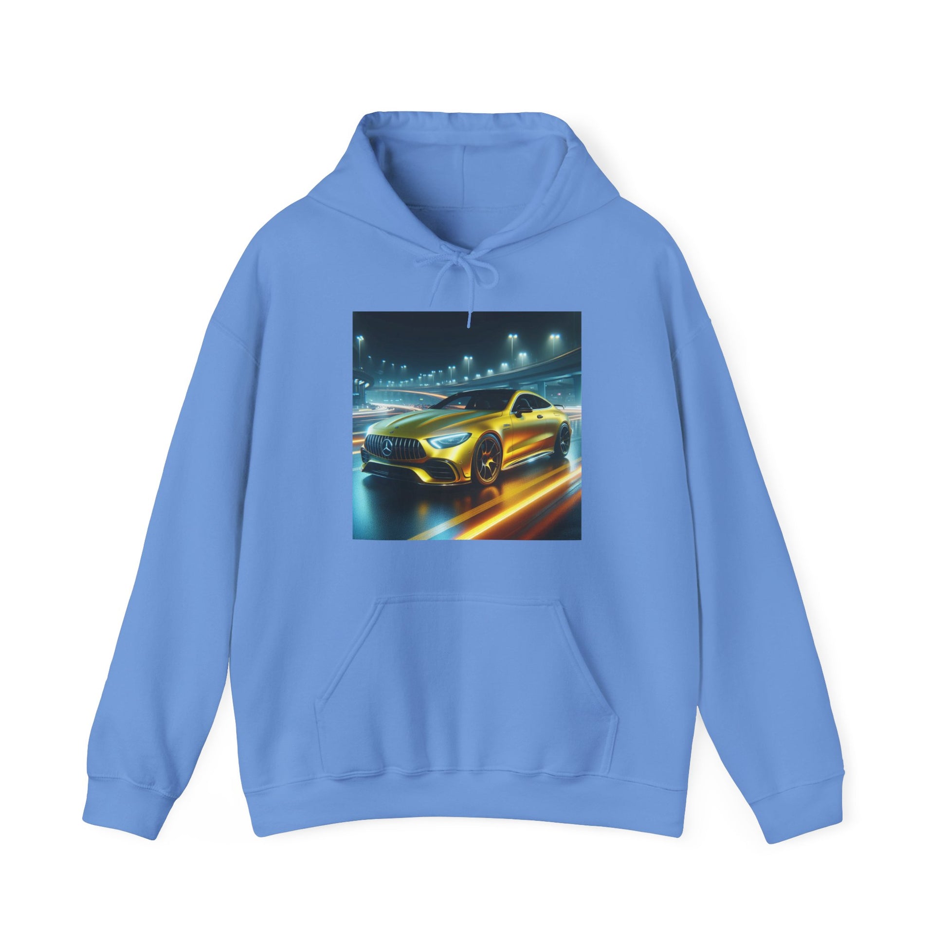 Yellow Mercedes Hoodie Hoodie Printify Carolina Blue S