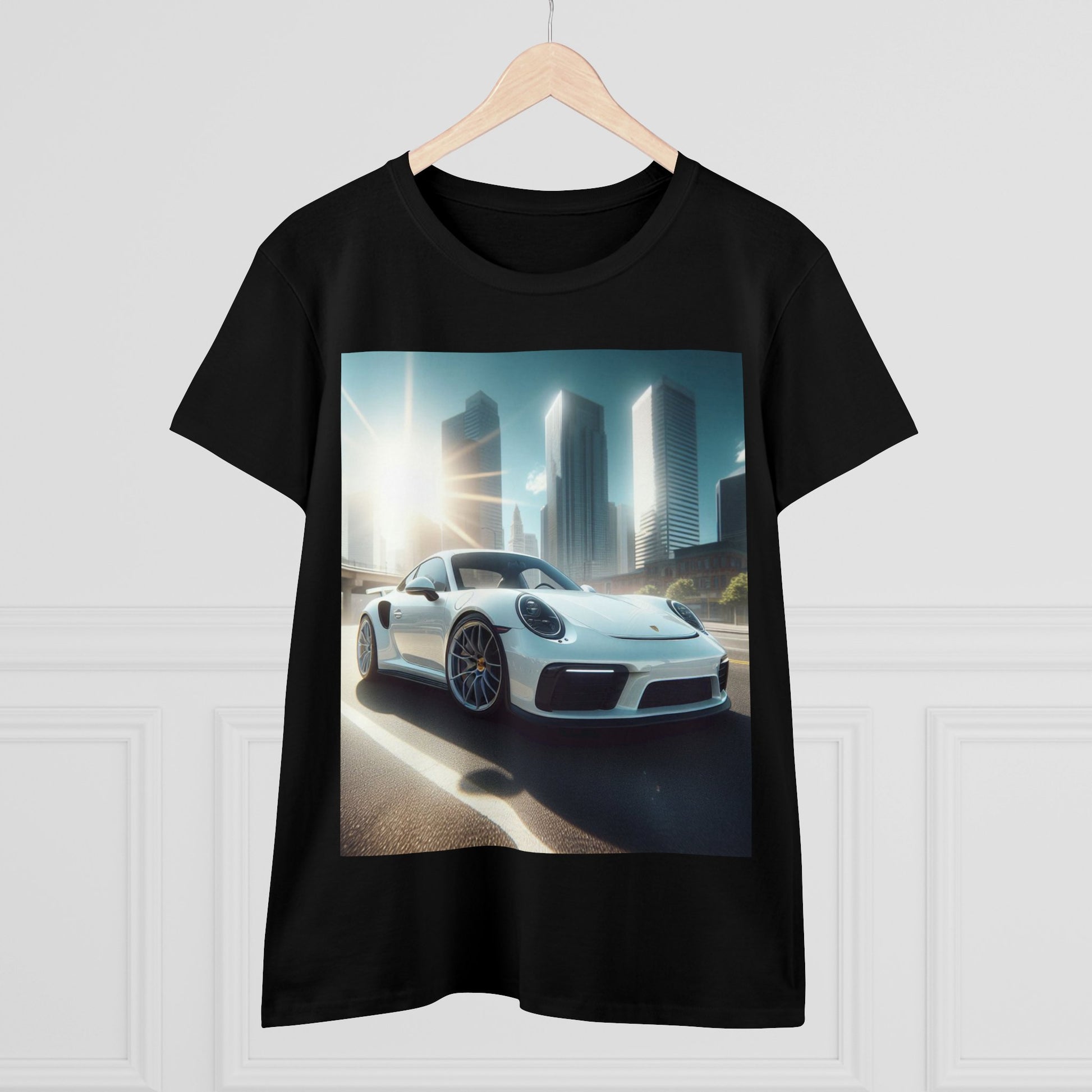 White Porsche T-Shirt T-Shirt Printify