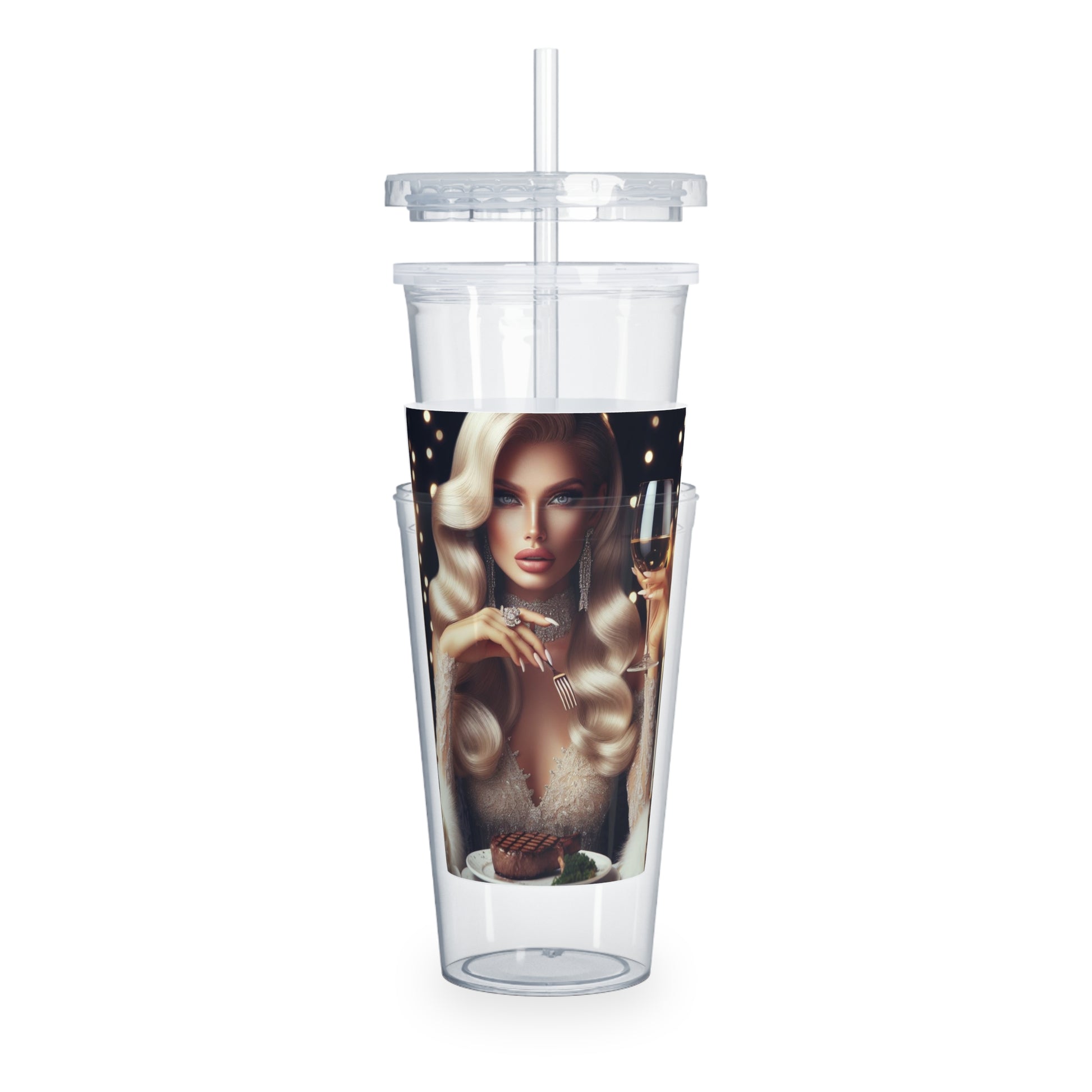 Elegant Meal Tumbler with Straw Mug Printify