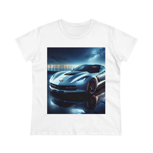 White Corvette T-Shirt T-Shirt Printify White S