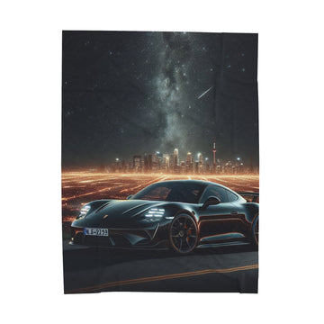 Black Porsche Plush Blanket blankets Printify 60" × 80"