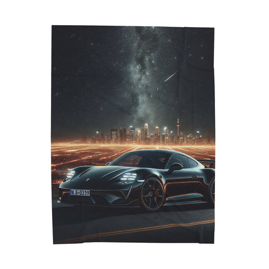 Black Porsche Plush Blanket blankets Printify 60" × 80"
