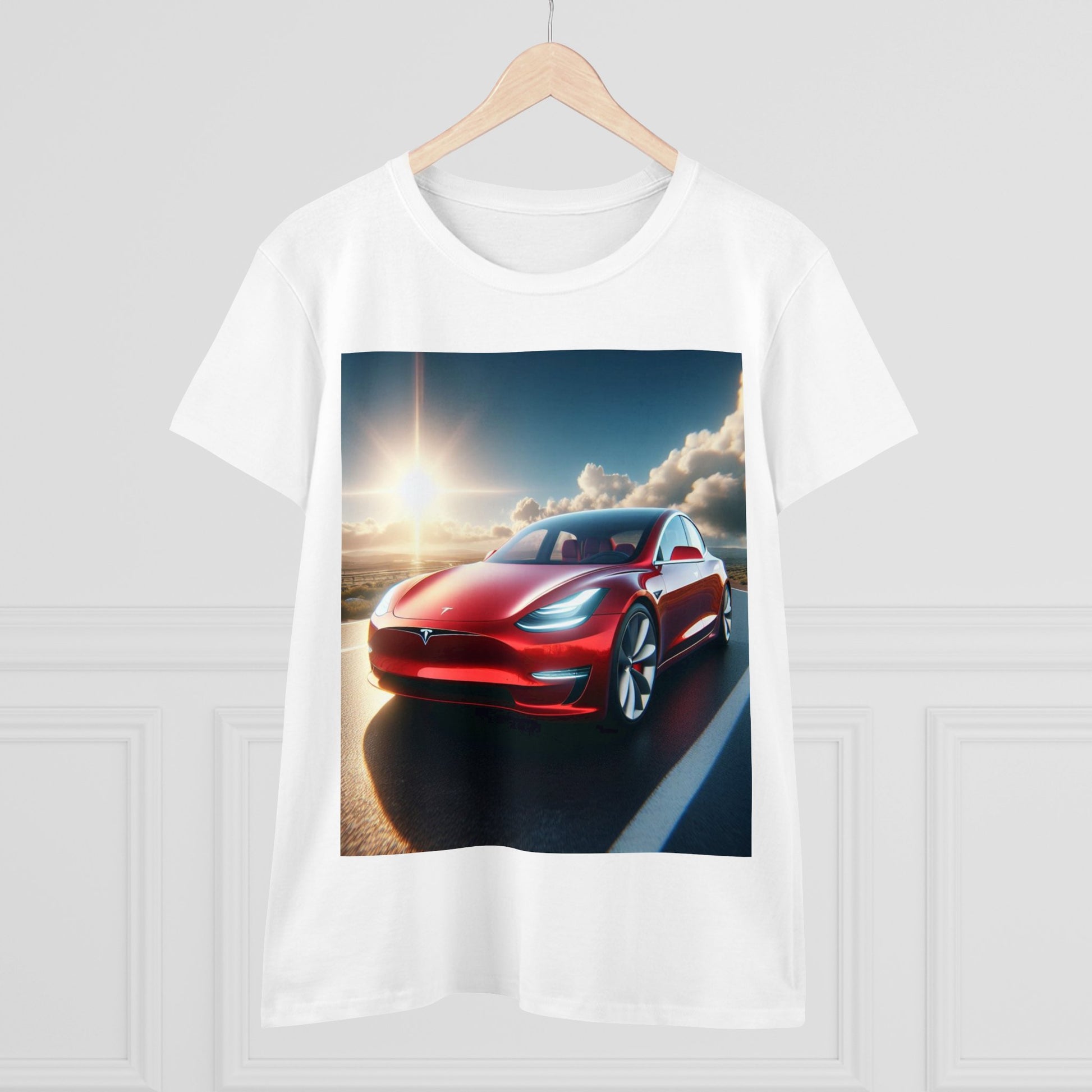 Red Tesla T-Shirt T-Shirt Printify