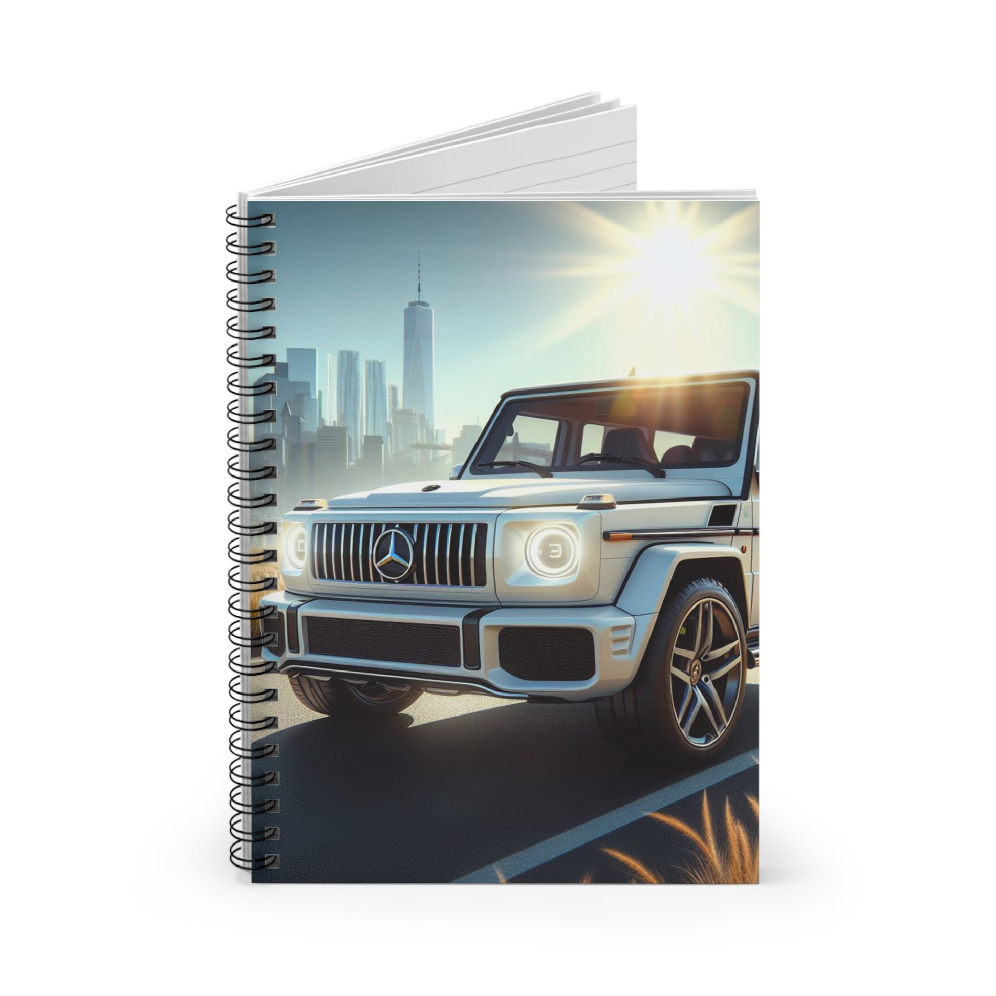 White G-Wagon Spiral Notebook Paper products Printify