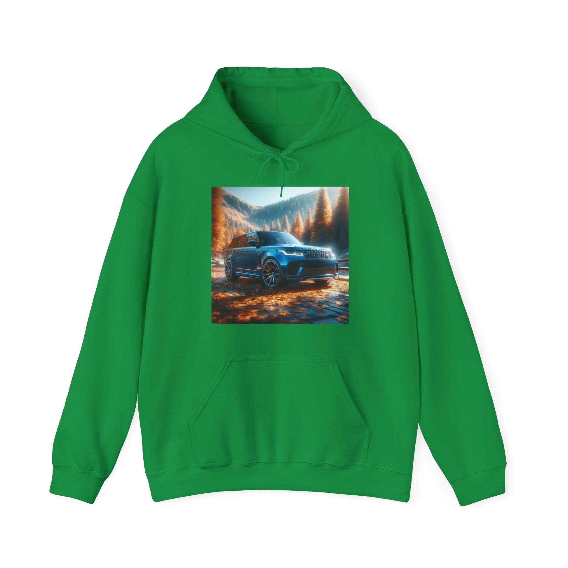Blue Range Rover Hoodie Hoodie Printify Irish Green S