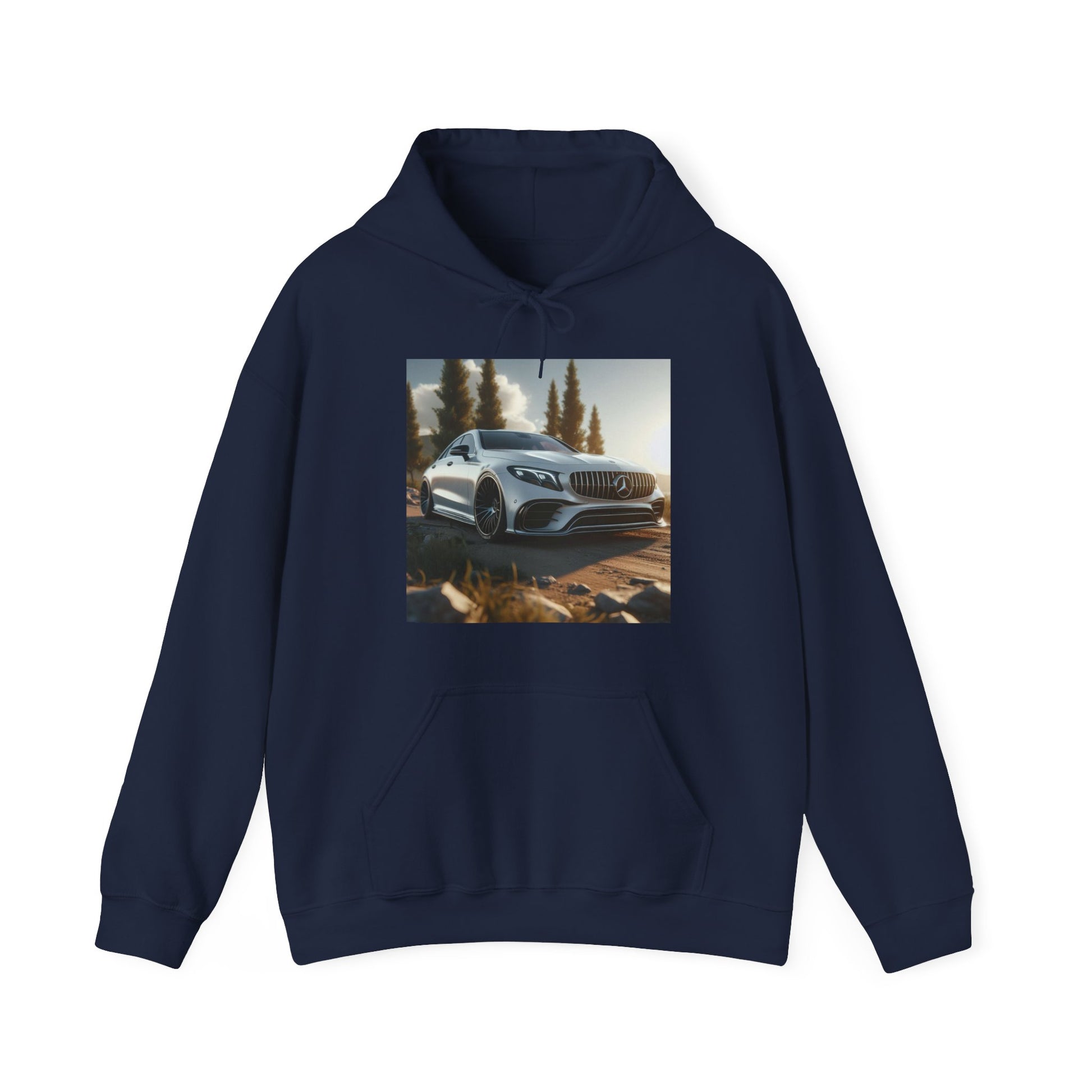 White Mercedes Hoodie Hoodie Printify Navy S