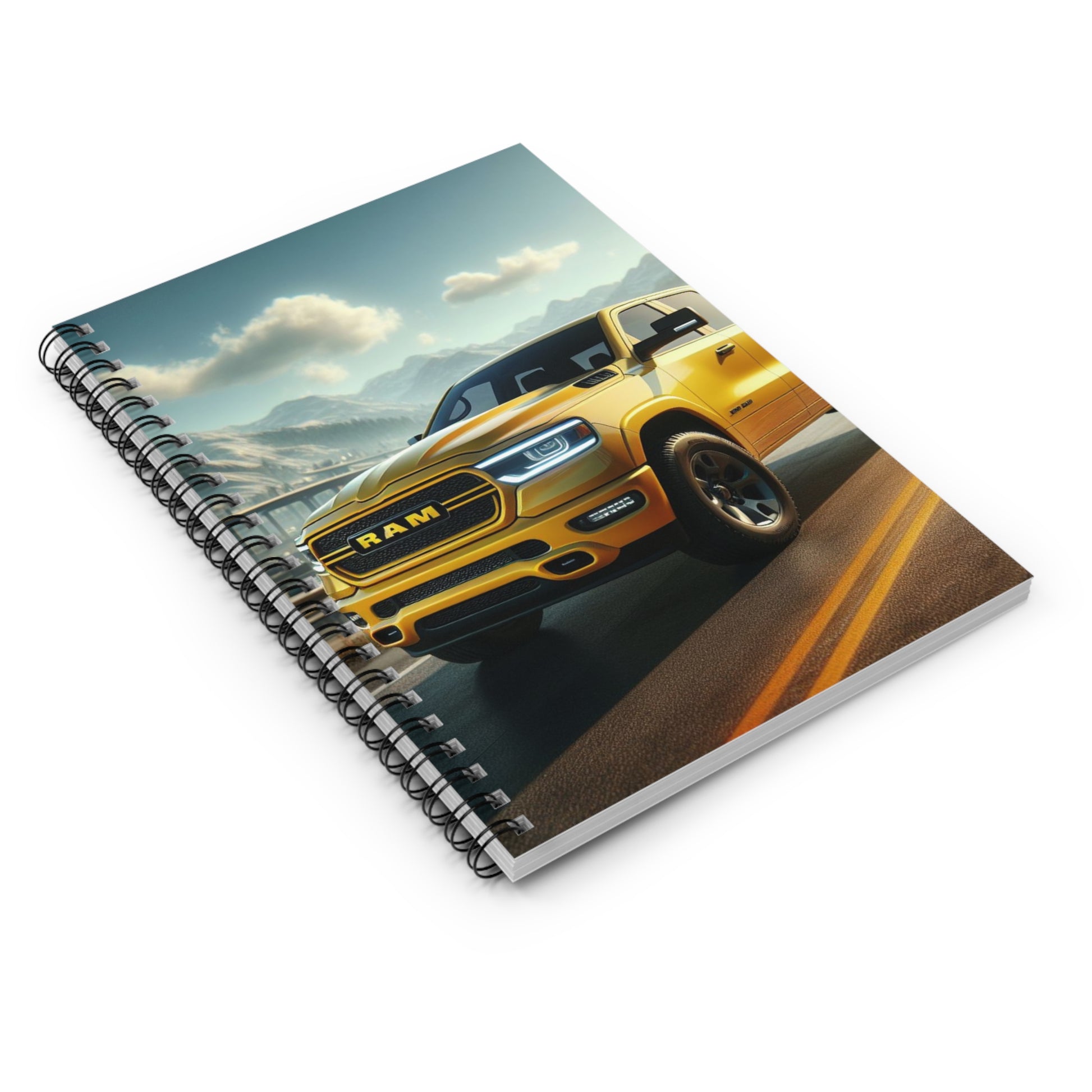 Yellow Dodge Ram Spiral Notebook Paper products Printify