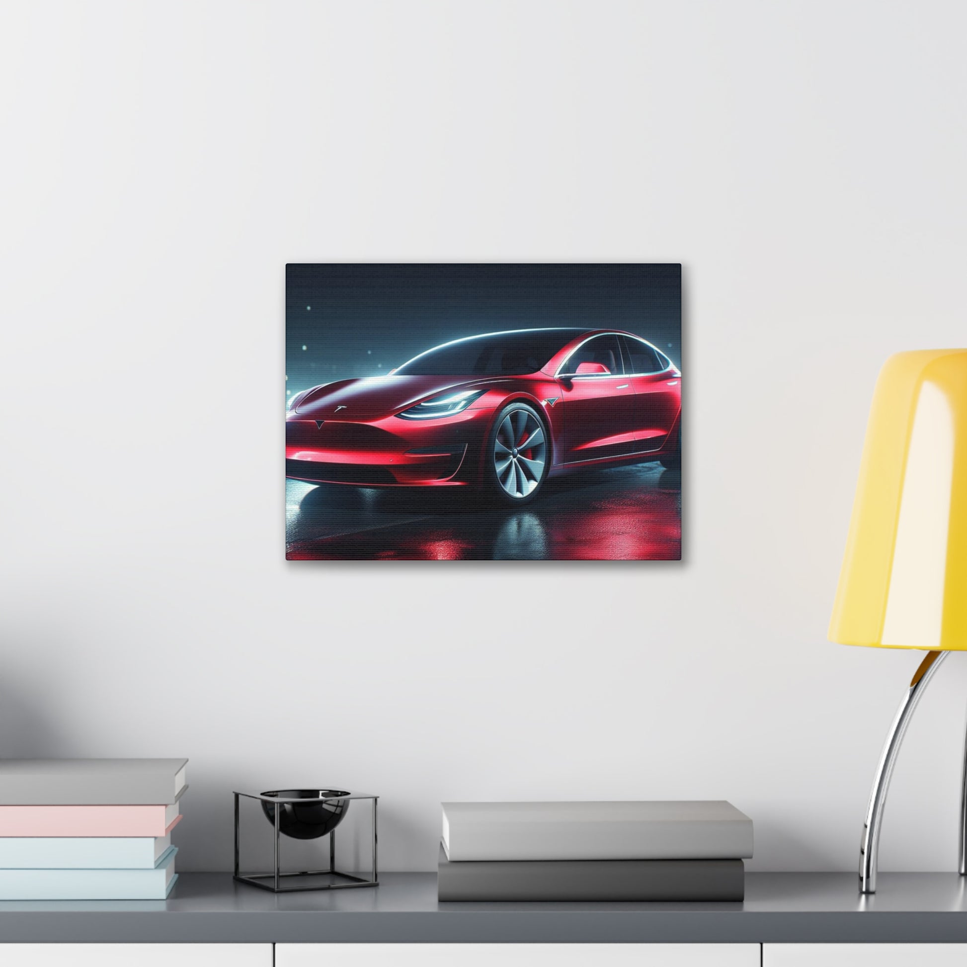 Red Tesla Canvas Canvas Printify 16″ x 12″ (Horizontal) 0.75''