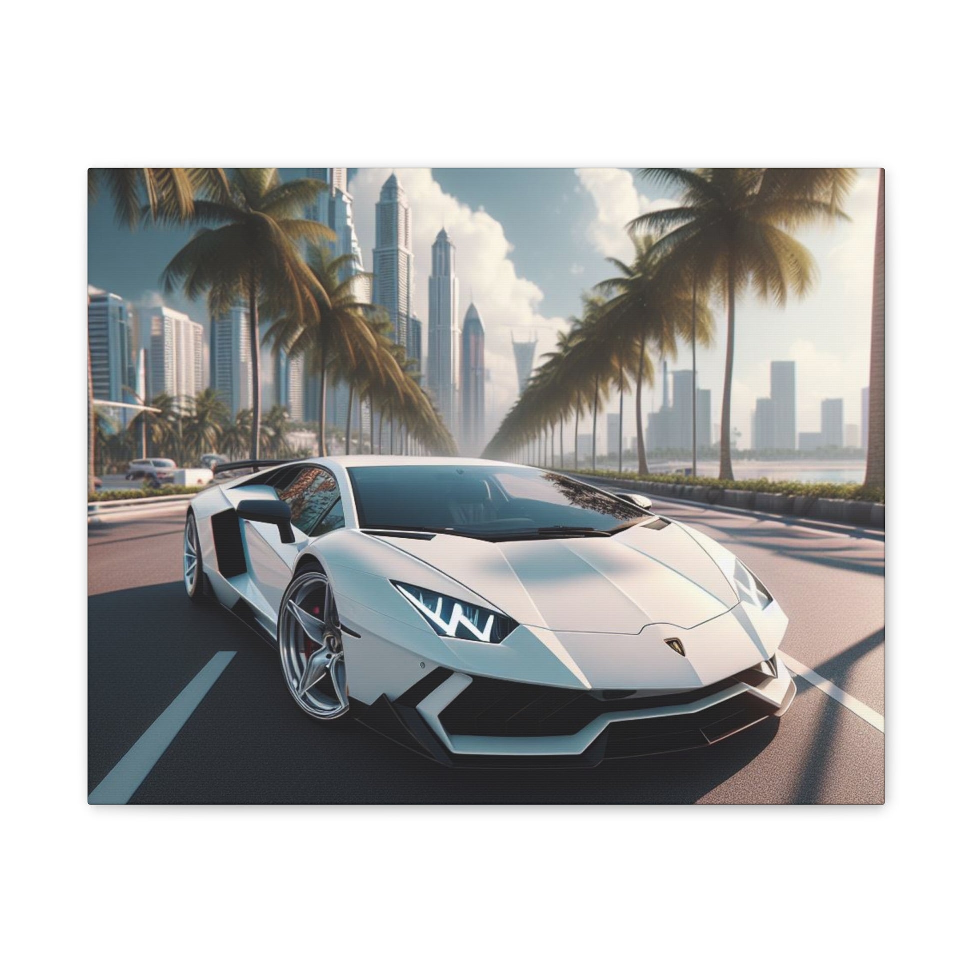 White Lamborghini Canvas Canvas Printify
