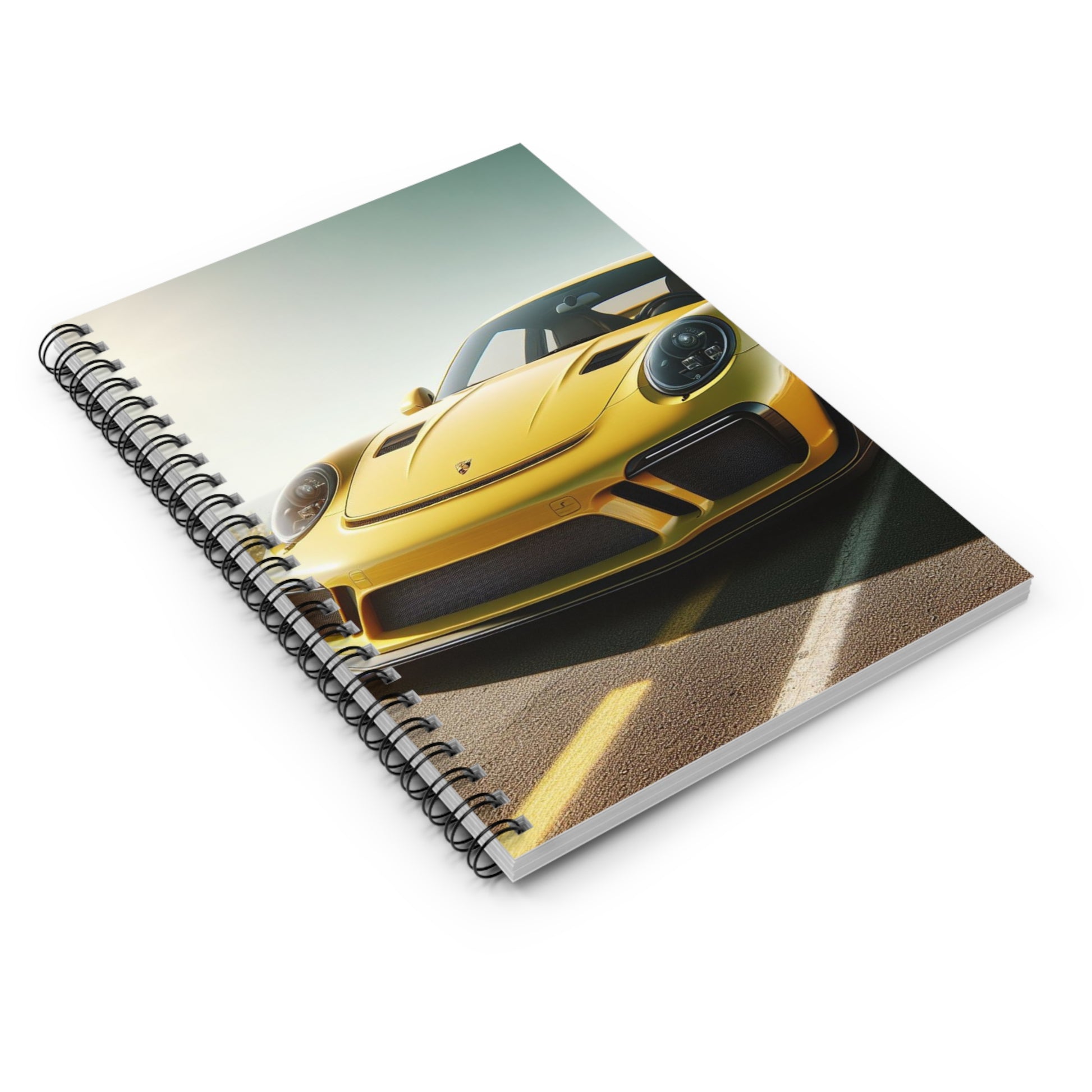 Yellow Porsche Spiral Notebook Paper products Printify