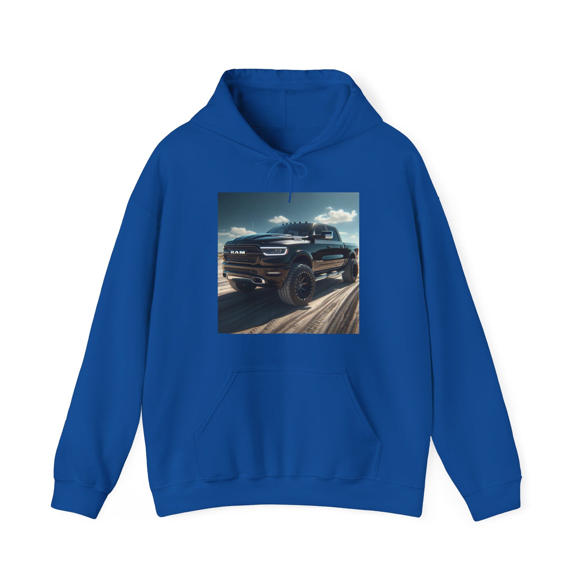 Black Dodge Ram Hoodie Hoodie Printify Royal S