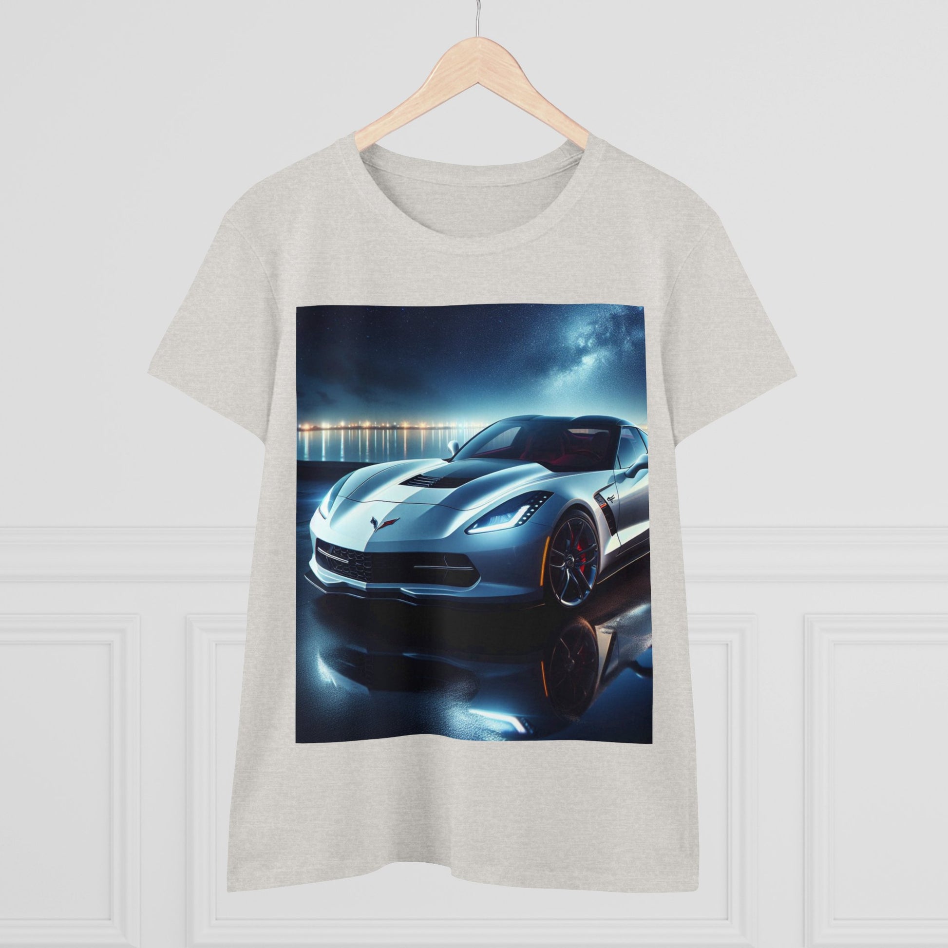 White Corvette T-Shirt T-Shirt Printify