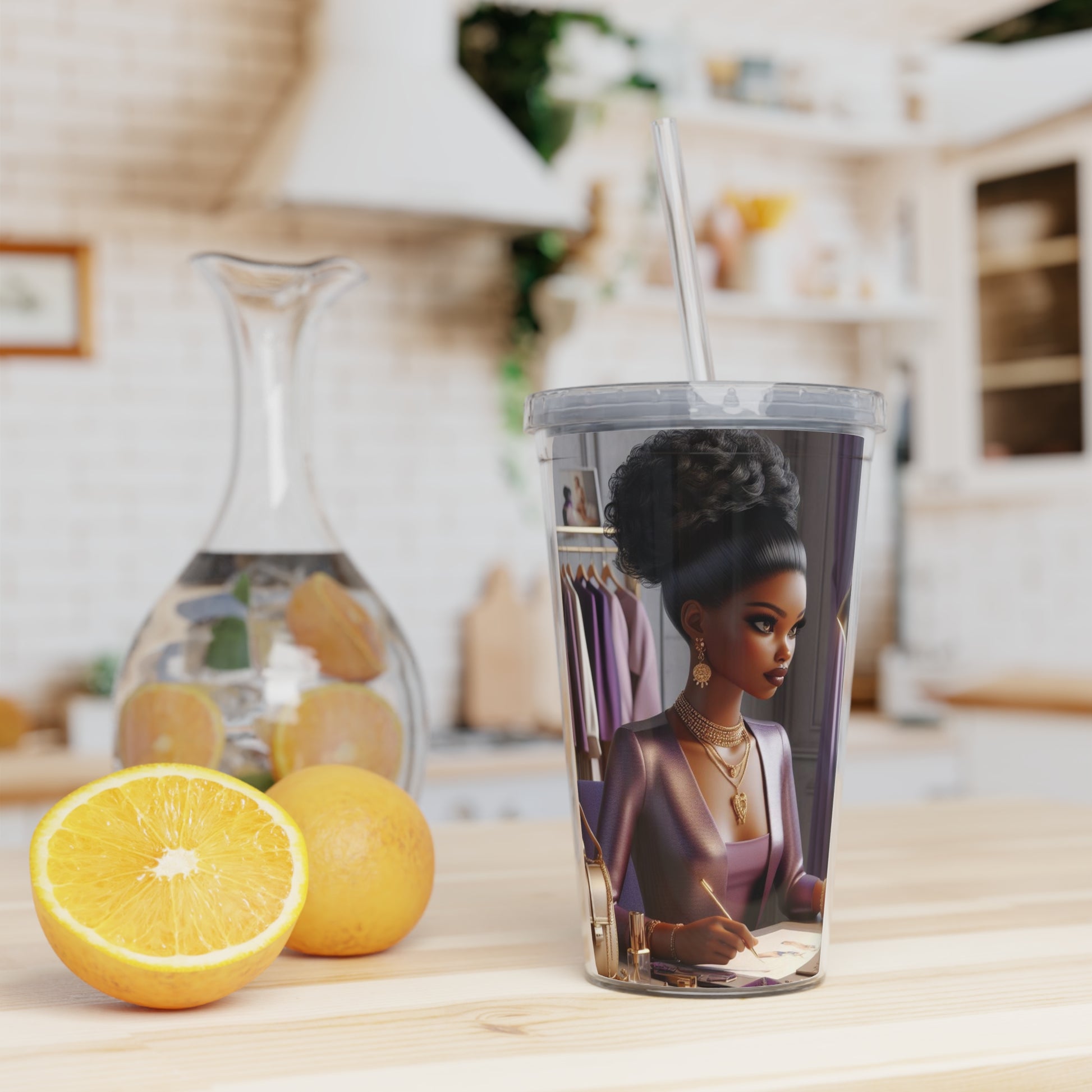 Fashion and Beauty Tumbler with Straw Mug Printify