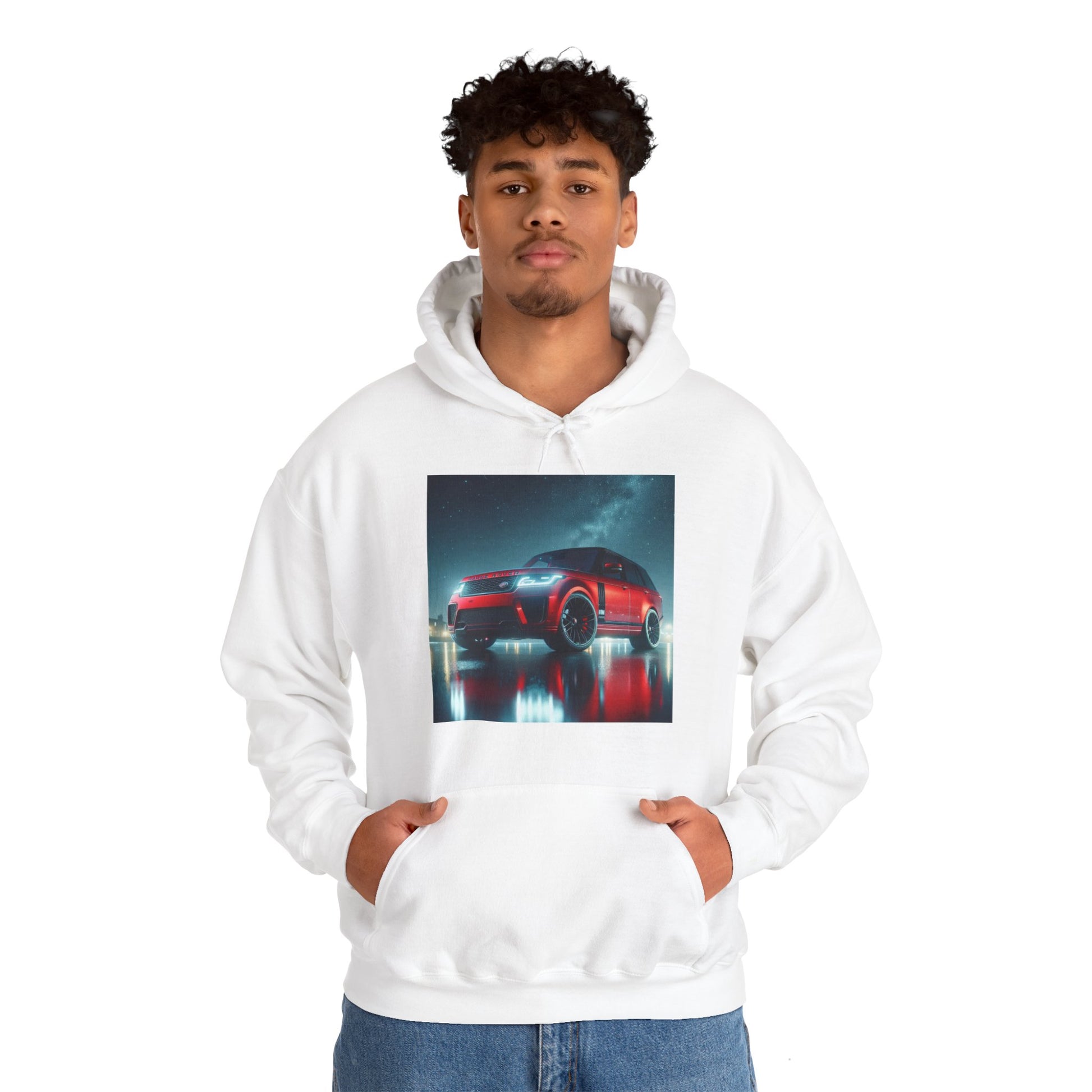 Red Range Rover Hoodie Hoodie Printify
