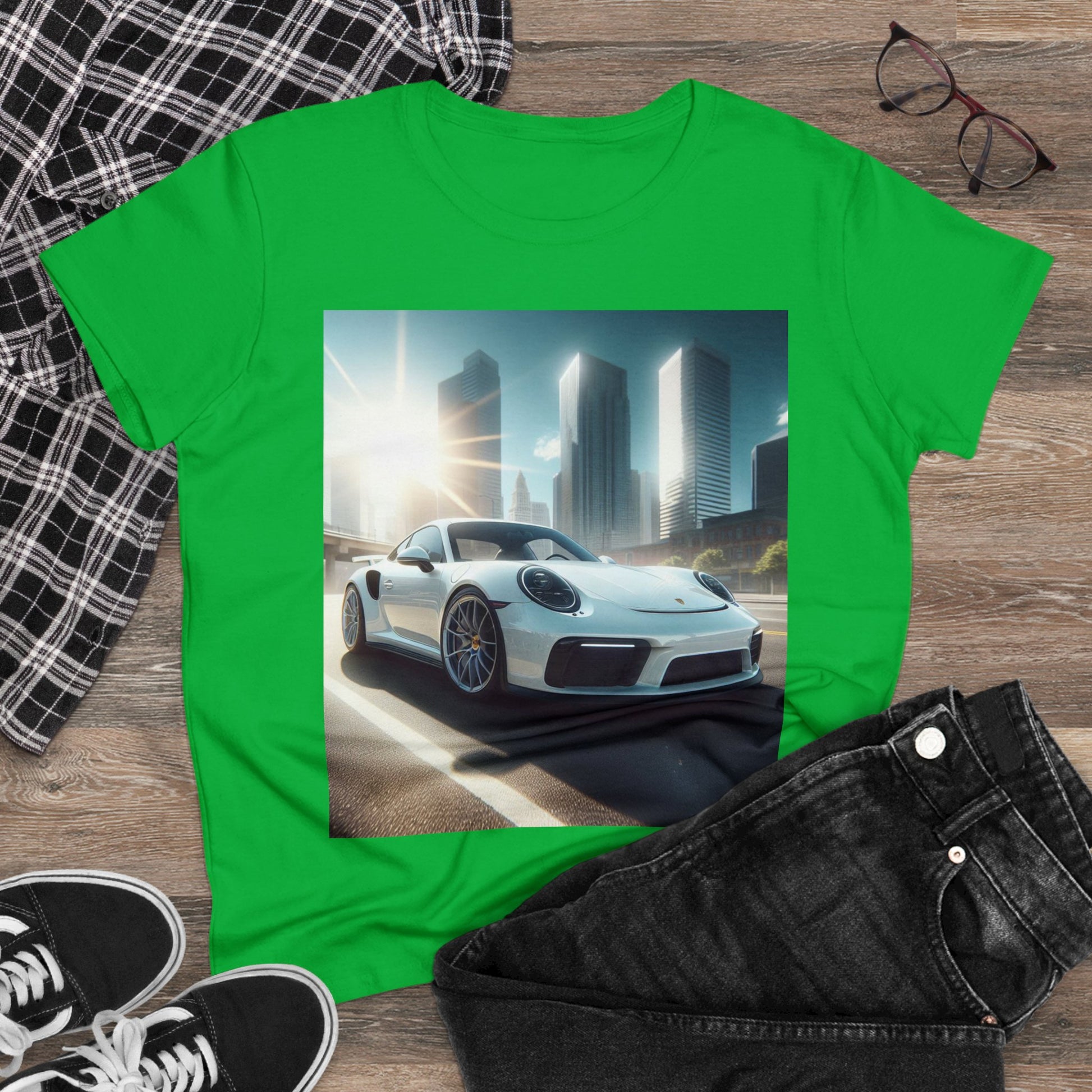 White Porsche T-Shirt T-Shirt Printify