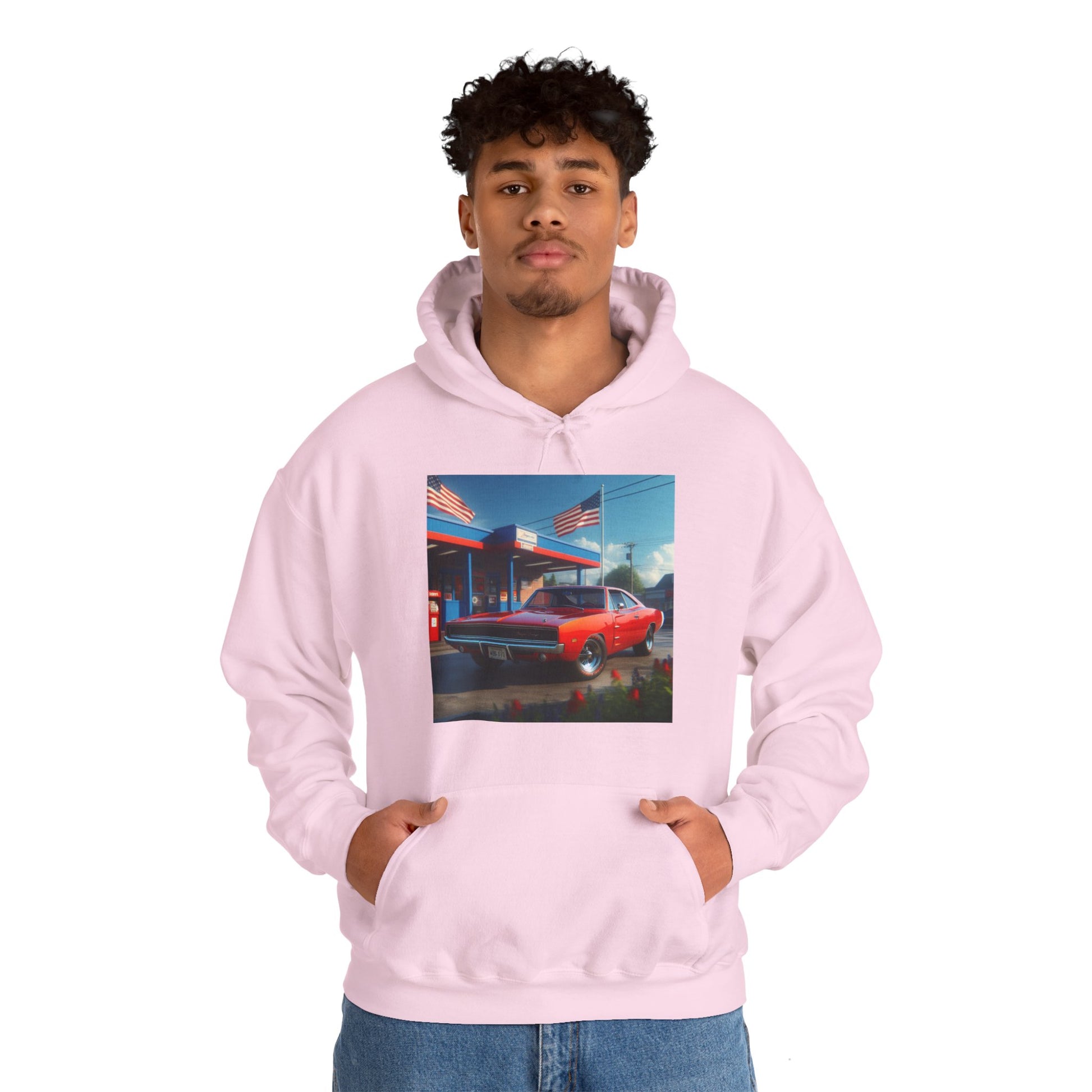 1970 Red Dodge Charger Hoodie Hoodie Printify