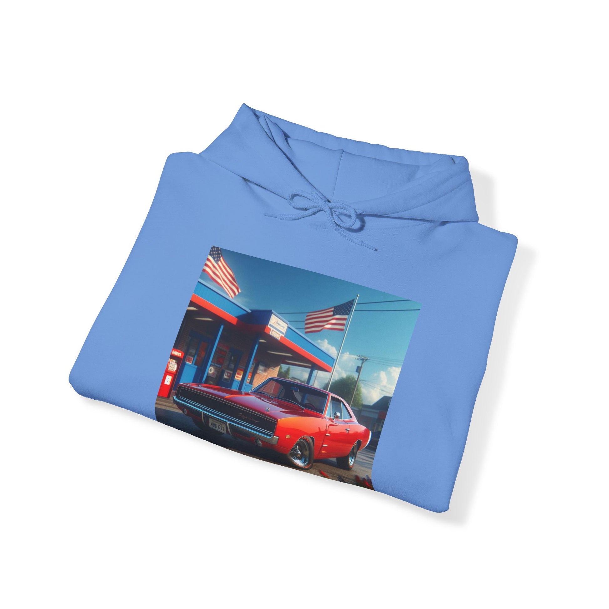 1970 Red Dodge Charger Hoodie Hoodie Printify