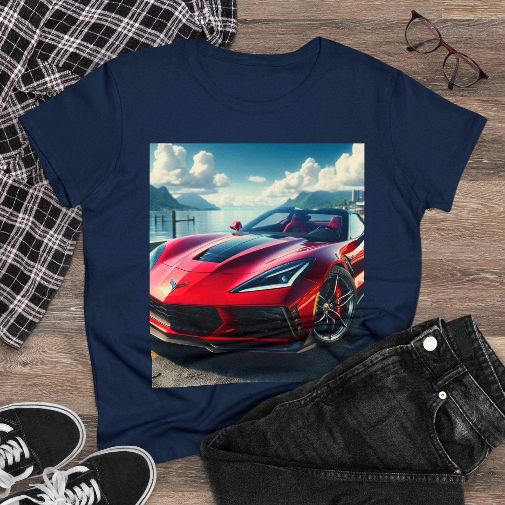 Red Corvette T-Shirt T-Shirt Printify