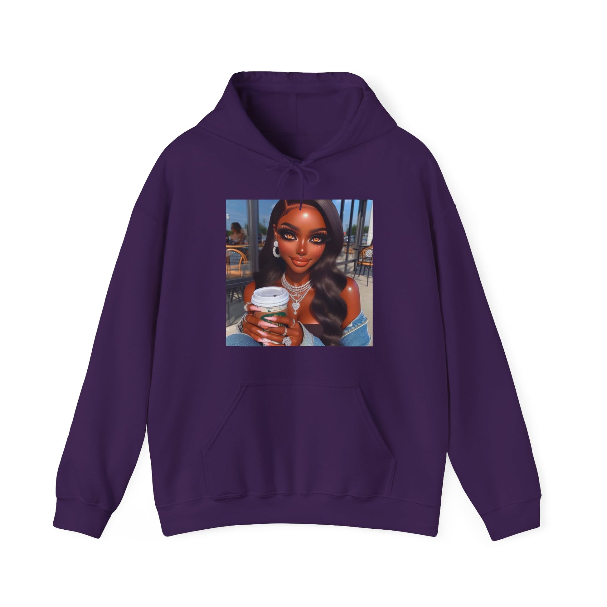 Coffee Beauty Hoodie Hoodie Printify Purple S