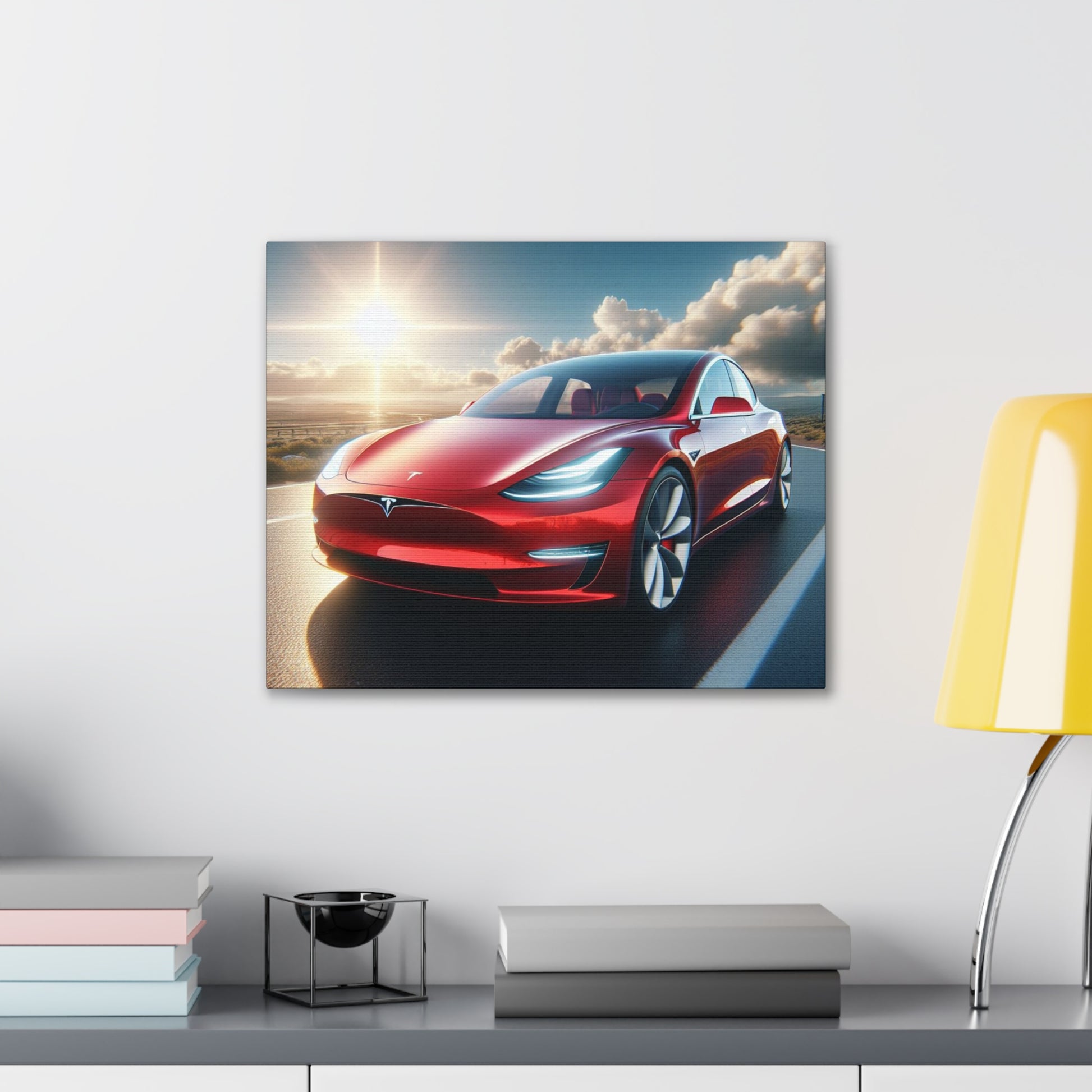 Red Tesla Canvas Canvas Printify 20″ x 16″ (Horizontal) 0.75''