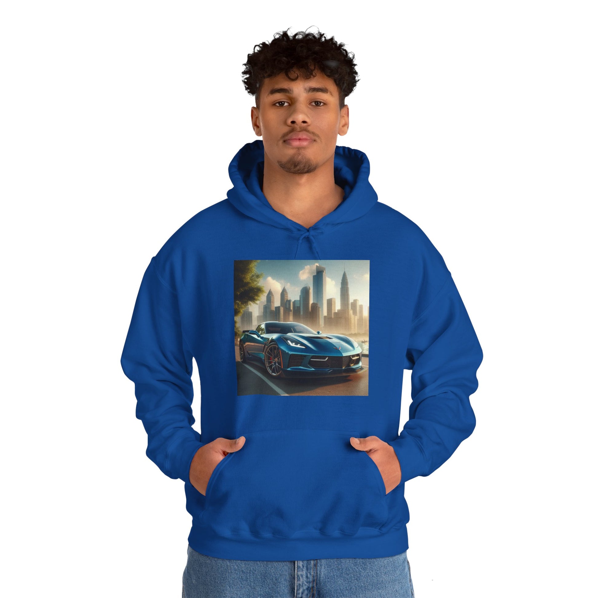 Blue Corvette Hoodie Hoodie Printify