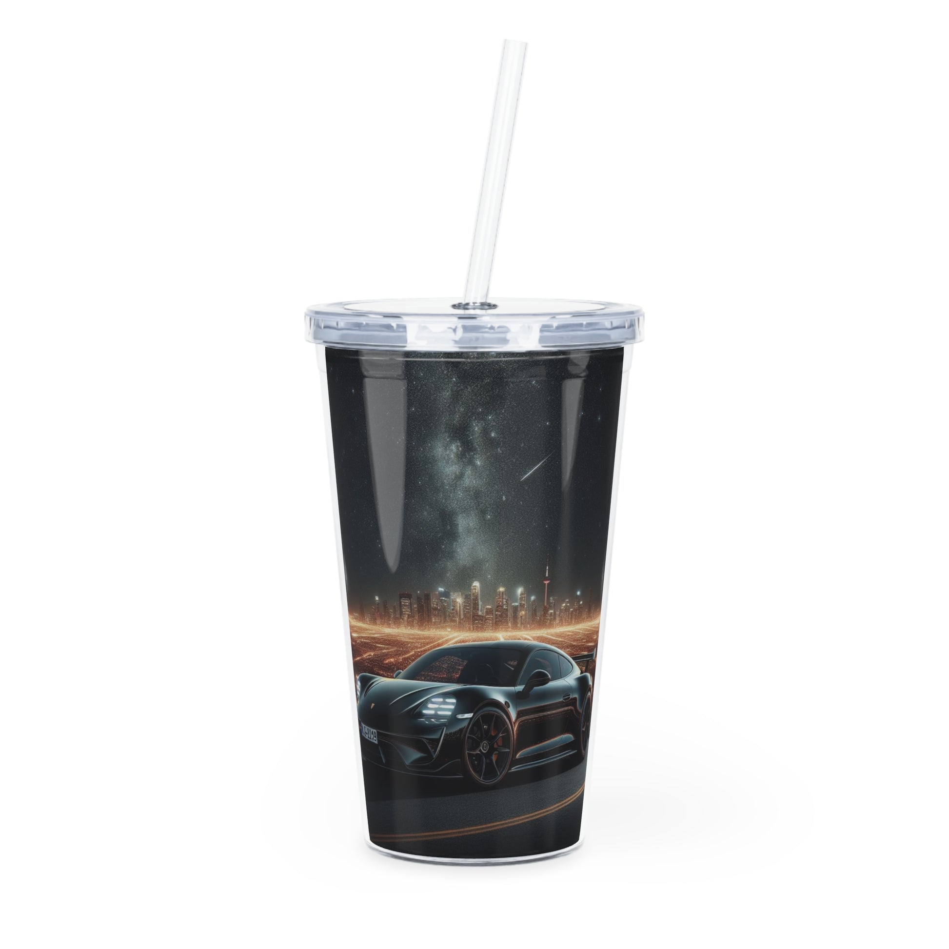 Black Porsche Tumbler with Straw Mug Printify 20oz Transparent