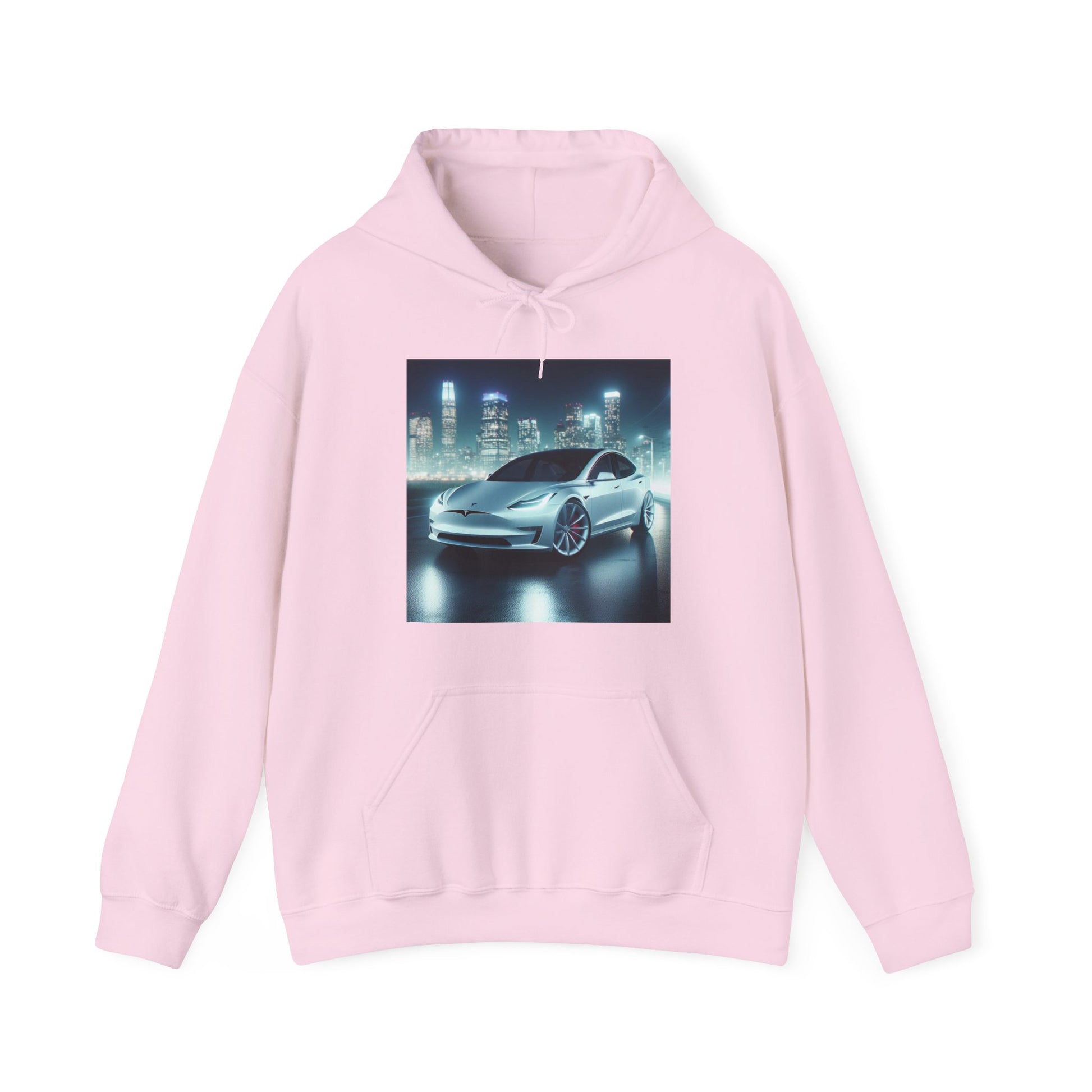 White Tesla Hoodie Hoodie Printify Light Pink S