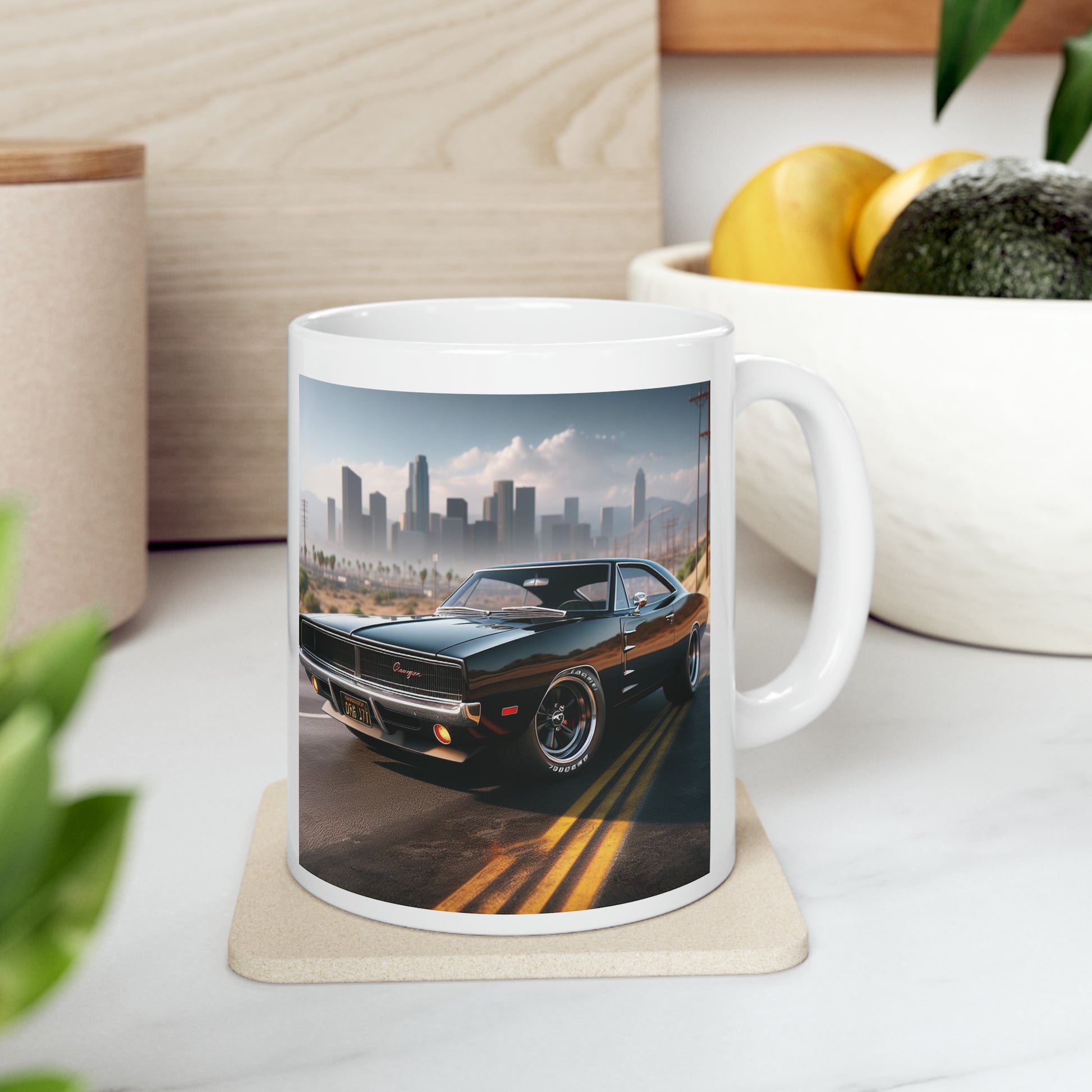 1970 Black Dodge Charger Mug Mug Printify
