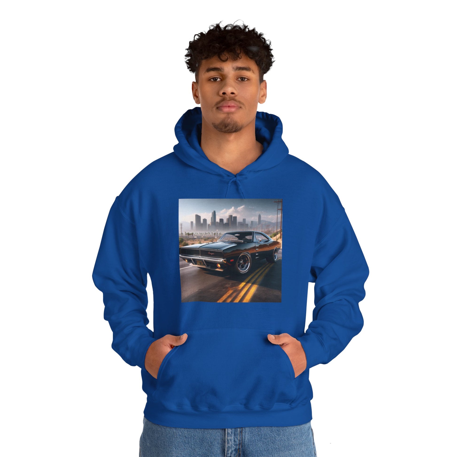 1970 Black Dodge Charger Hoodie Hoodie Printify