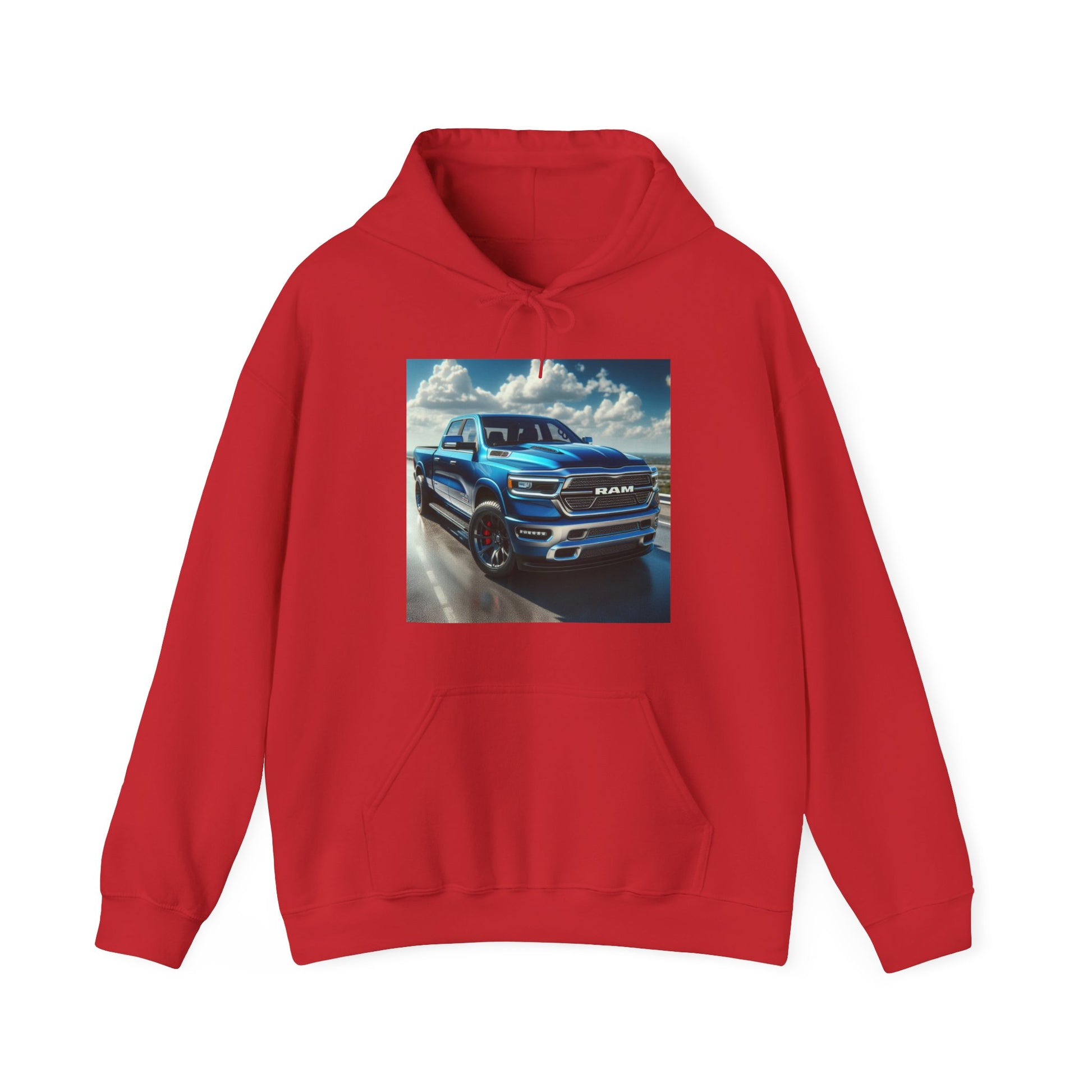Blue Dodge Ram Hoodie Hoodie Printify Red S