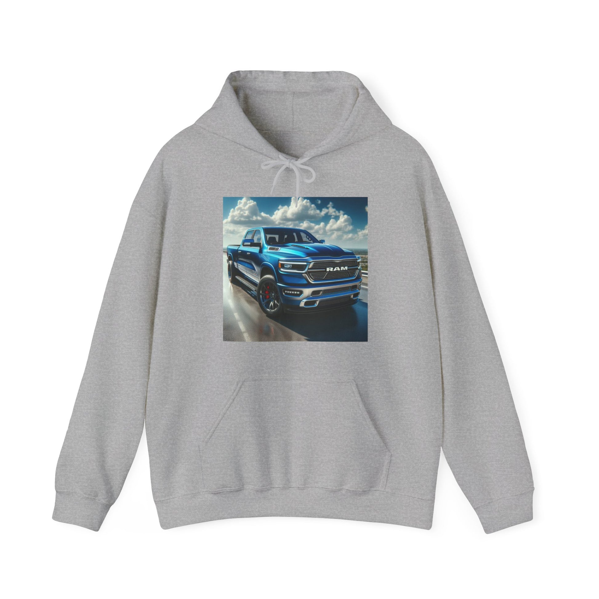 Blue Dodge Ram Hoodie Hoodie Printify Sport Grey S