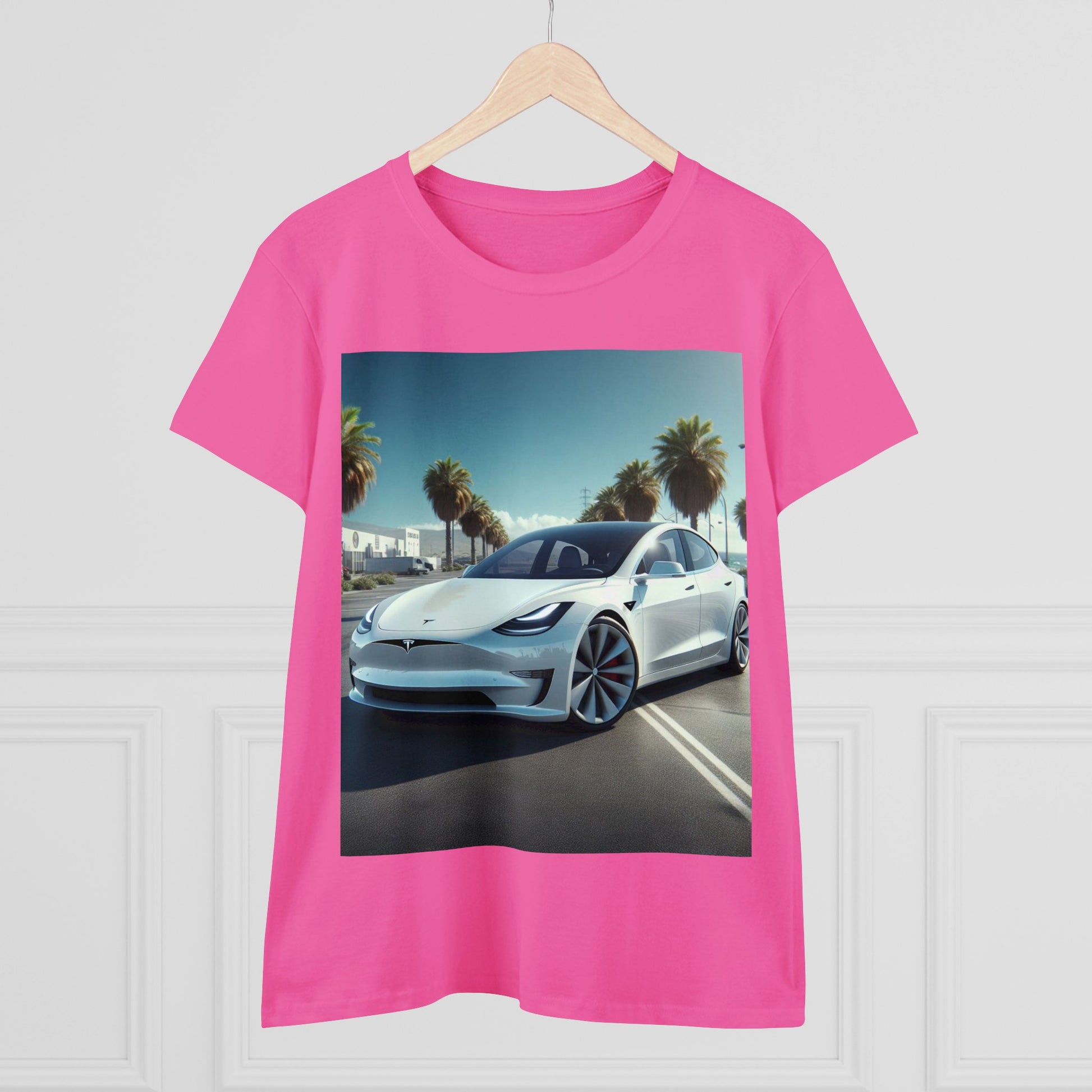 White Tesla T-Shirt T-Shirt Printify