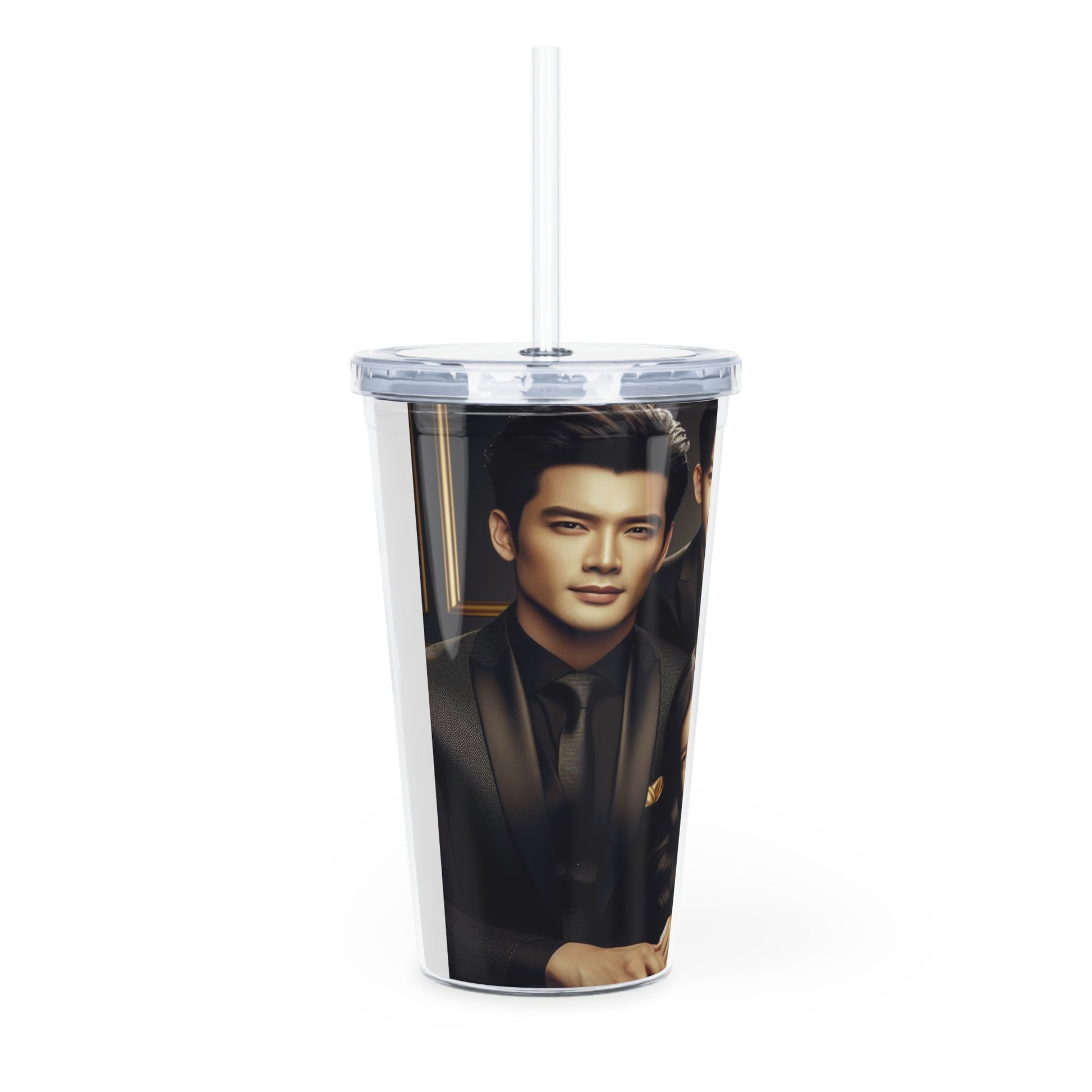 Family Portrait Tumbler with Straw Mug Printify