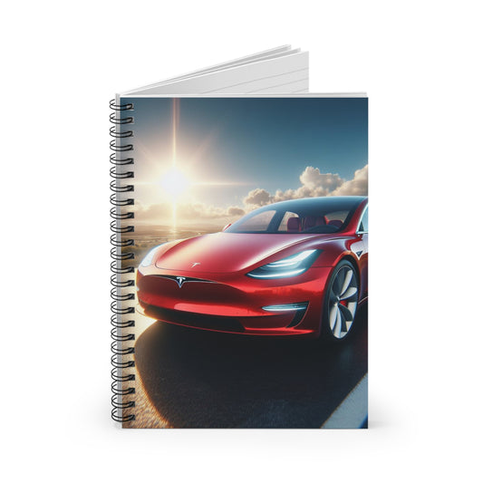 Red Tesla Spiral Notebook Paper products Printify