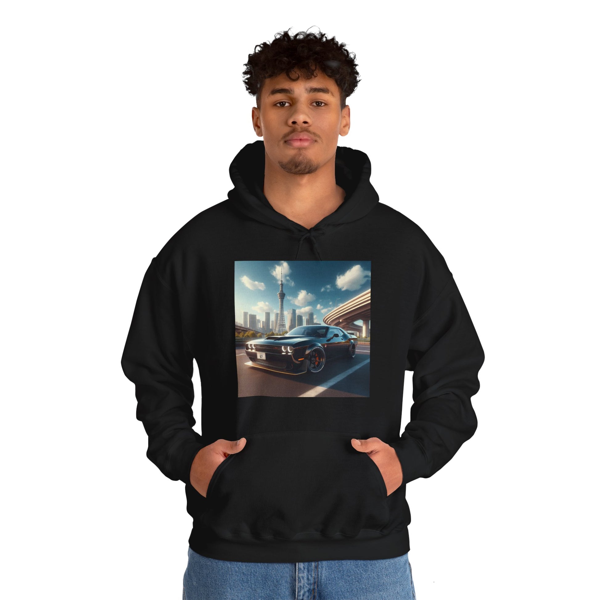 Black Challenger Hoodie Hoodie Printify