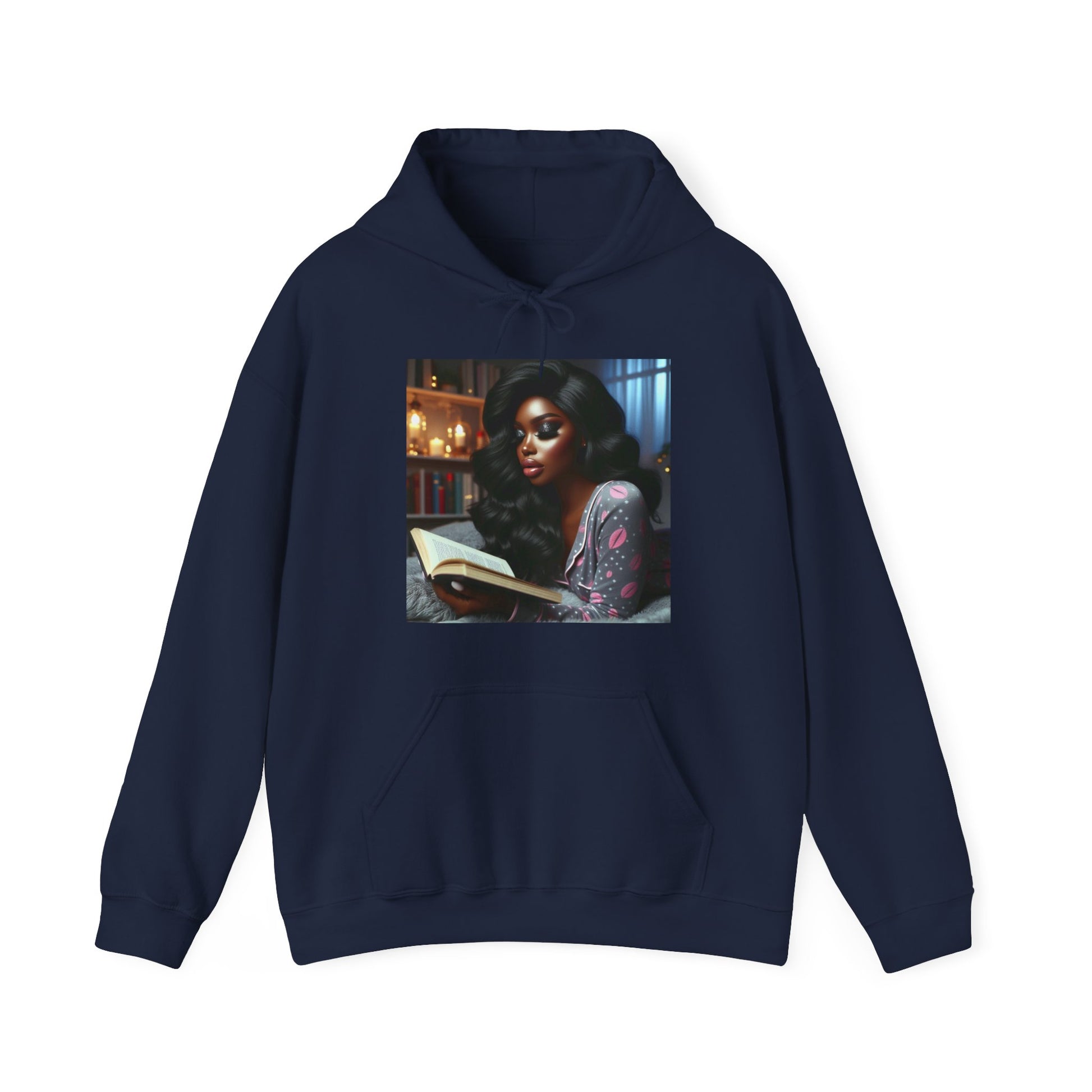 Late Night Book Hoodie Hoodie Printify Navy S