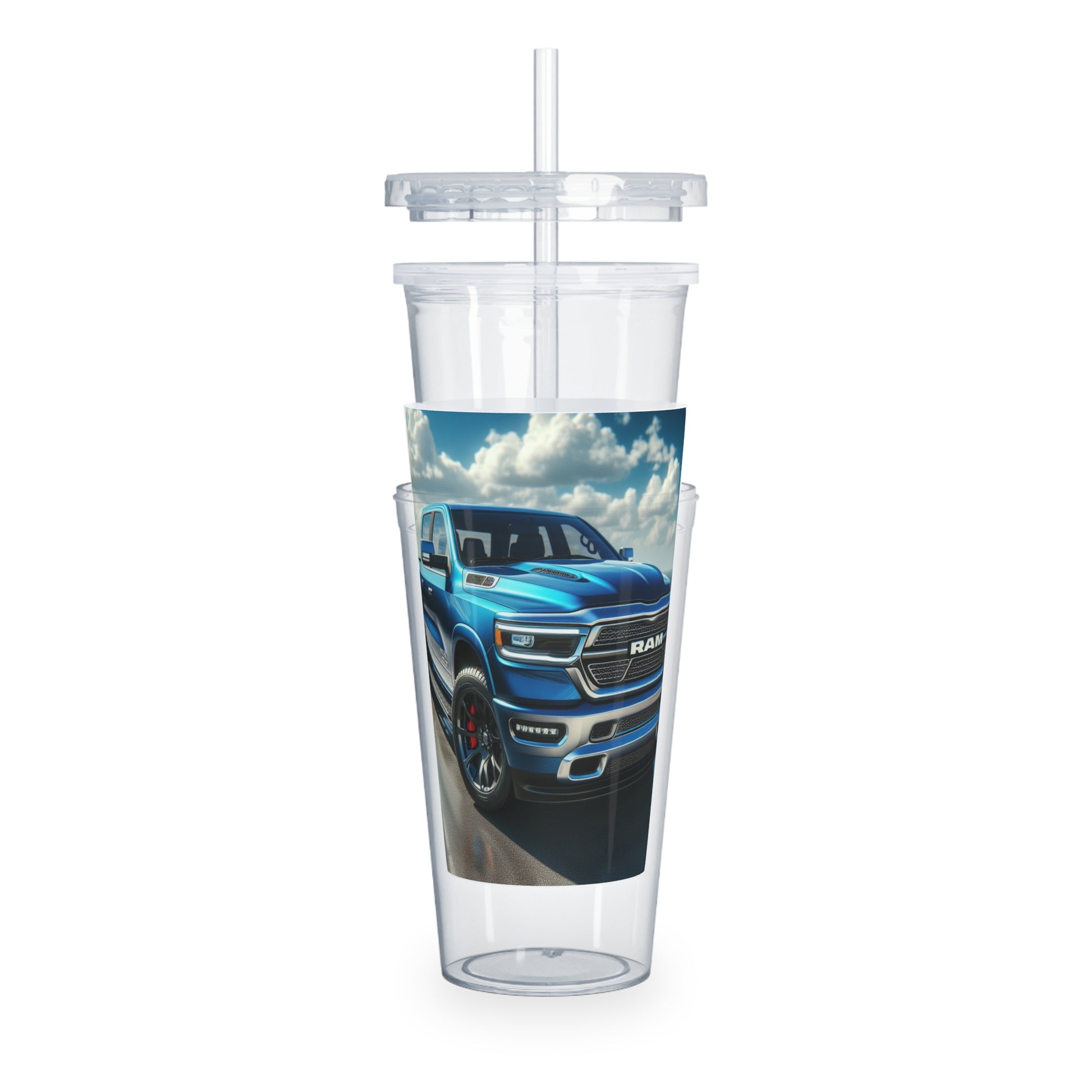 Blue Dodge Ram Tumbler with Straw Mug Printify