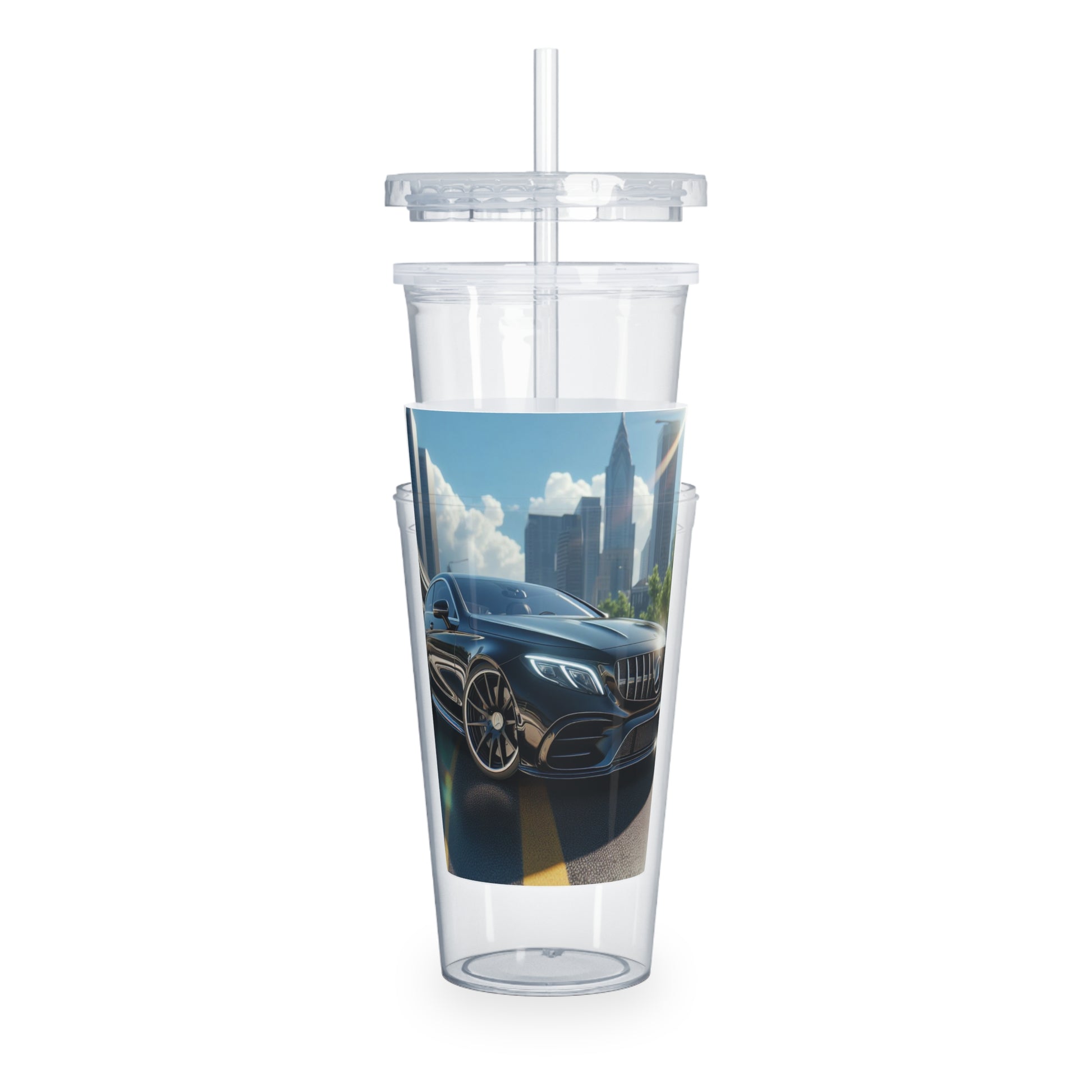 Black Mercedes Tumbler with Straw Mug Printify