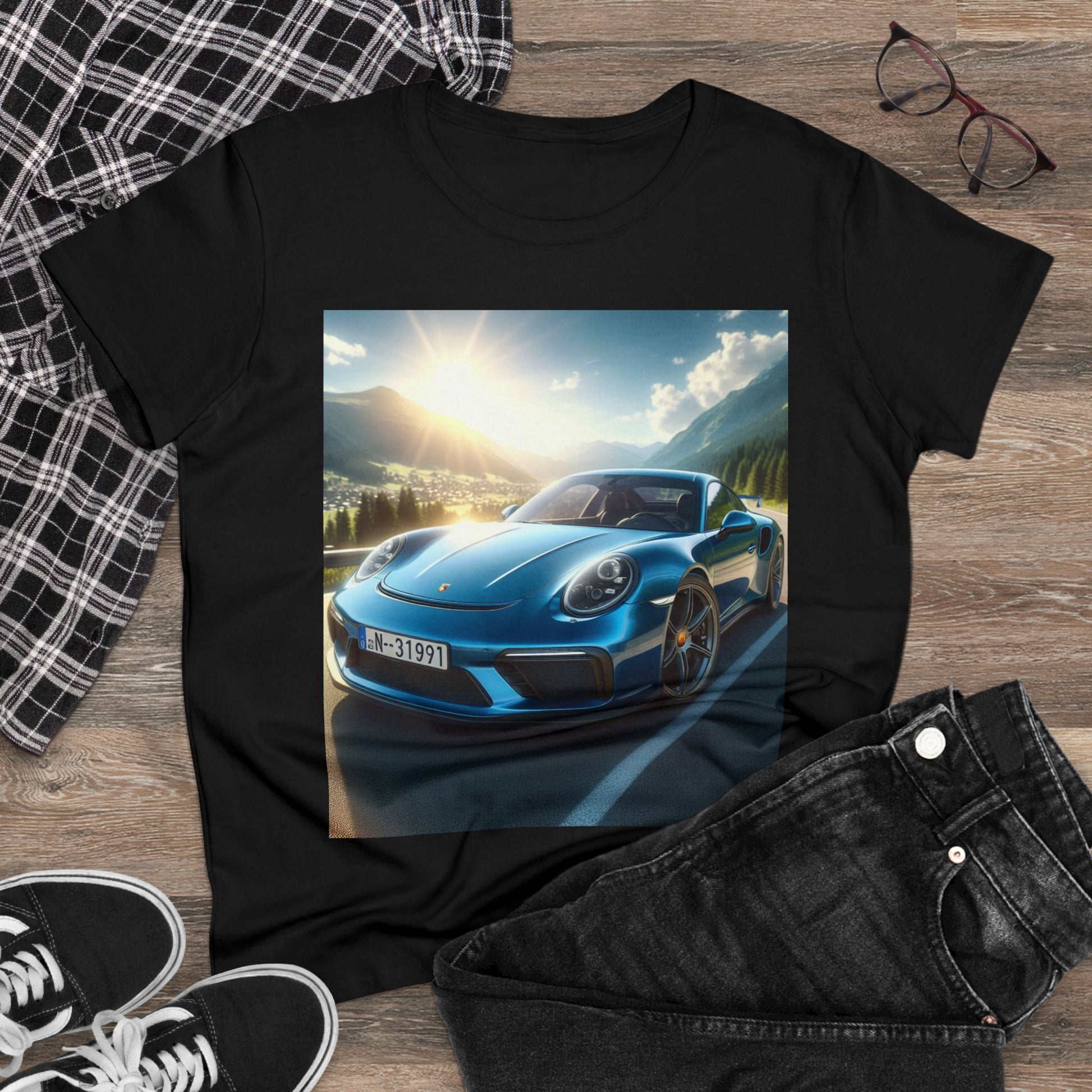 Blue Porsche T-Shirt T-Shirt Printify