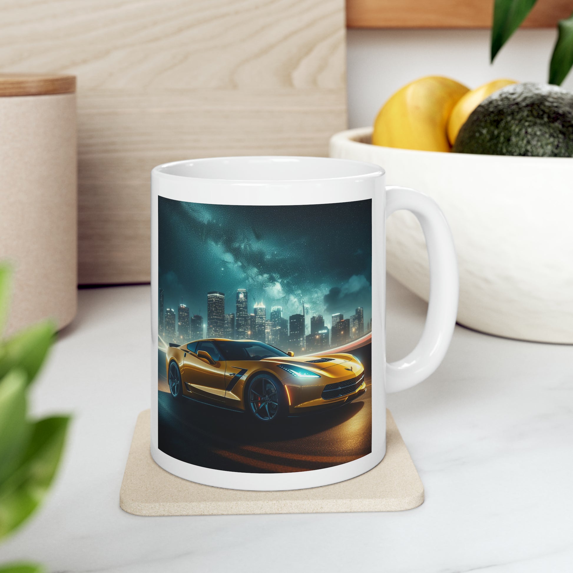 Yellow Corvette Mug Mug Printify