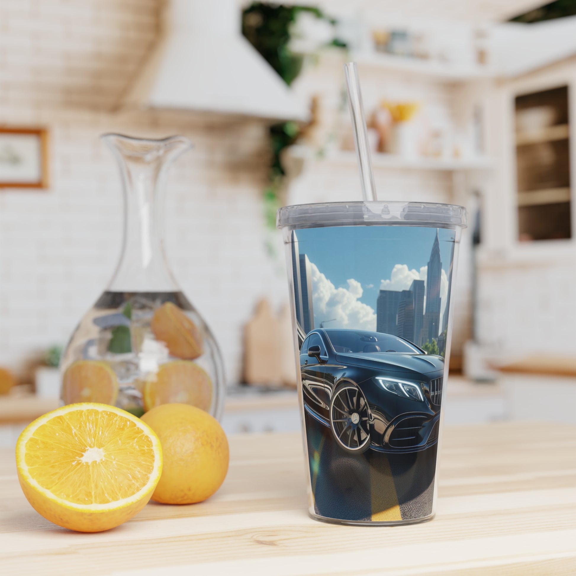 Black Mercedes Tumbler with Straw Mug Printify